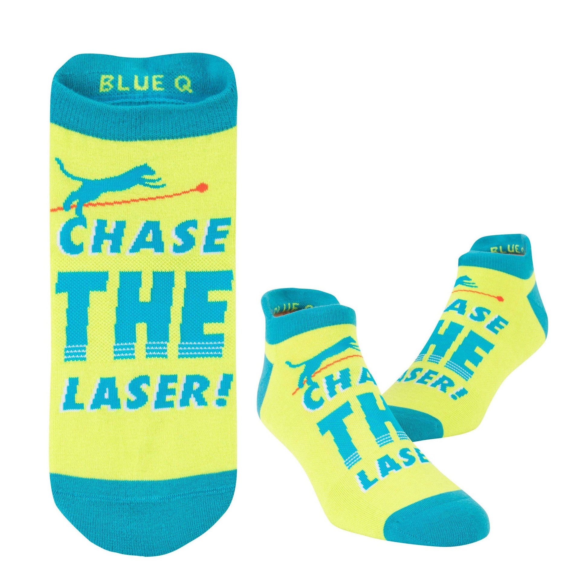 Chase The Laser Cat Men's or Unisex Sneaker Socks [2 Size Options] | BlueQ at GetBullish