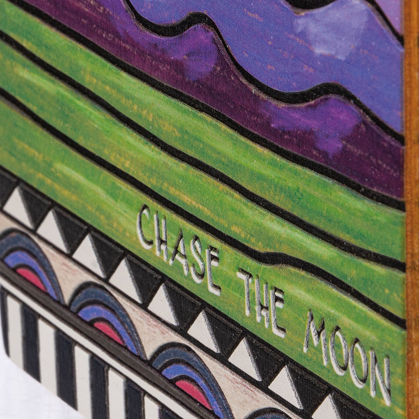 Chase The Moon Wooden Box Sign | Wall Desk Office Home Decor | 6" x 8"