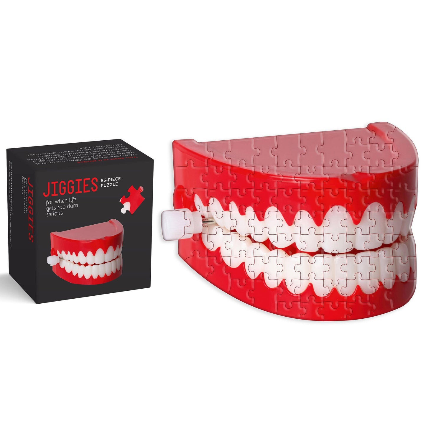 Chatterbox Funny Mini Jigsaw Puzzle | Chattering Teeth Jiggie Puzzle in Gift Box | Gag Gift, Stocking Stuffer | 85 Pieces