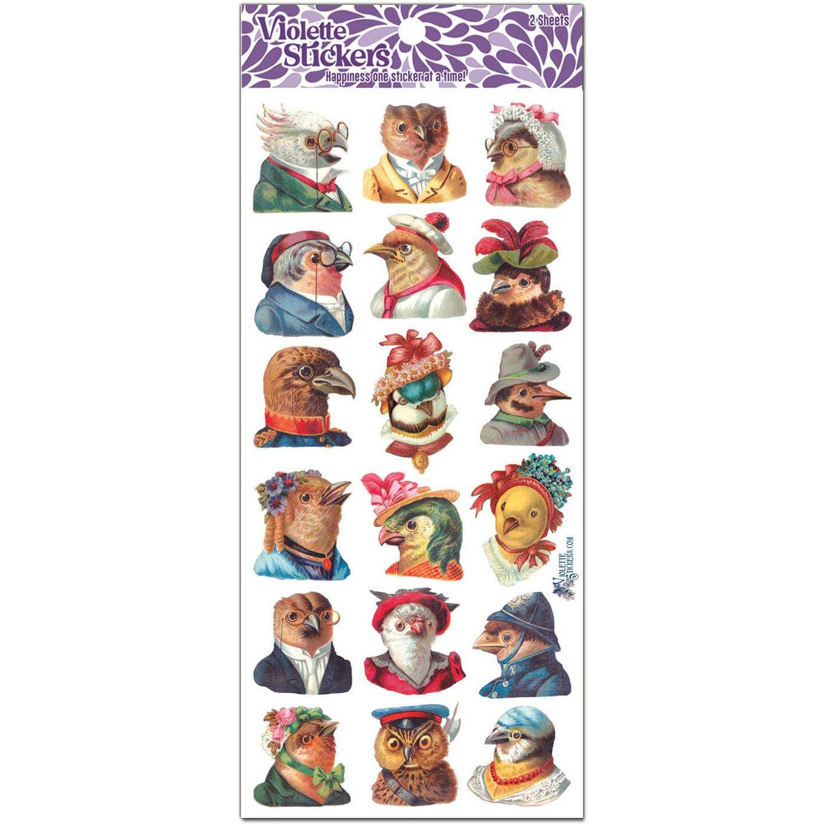 Chatty Birds Stickers | 4" x 8" Clear Stickers | 2 Sheets-Violette Stickers-The Bullish Store