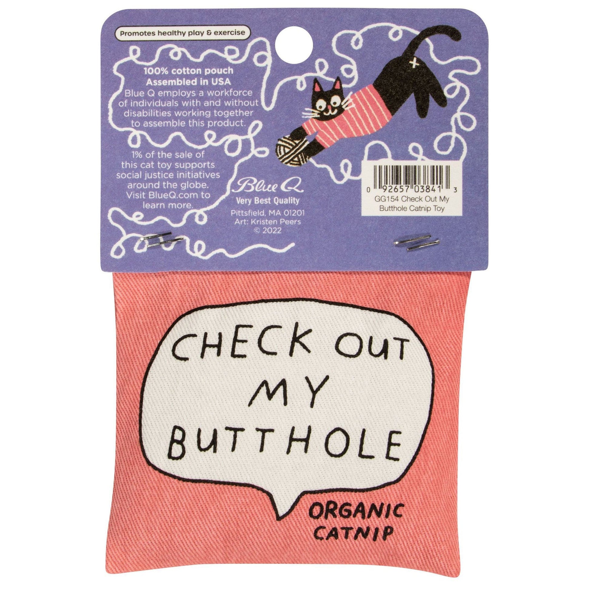 Check Out My Butthole Catnip Cat Toy | Premium Organic Catnip in Illustrated Cotton Pouch | BlueQ at GetBullish