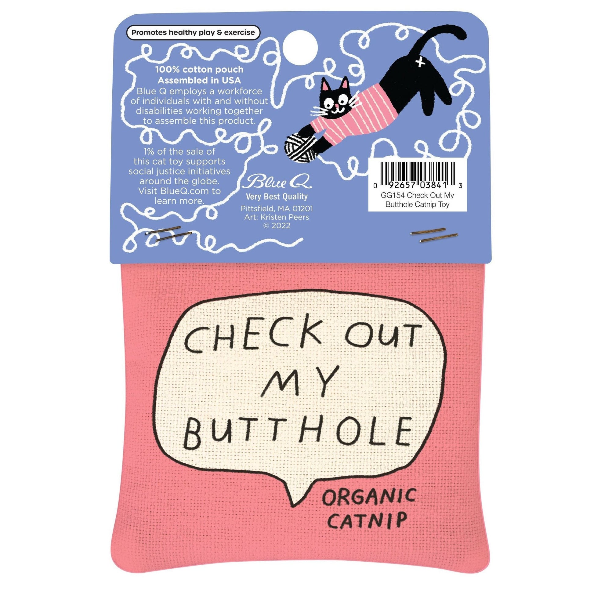 Check Out My Butthole Catnip Toy | Premium Organic Catnip | Illustrated Cotton Pouch