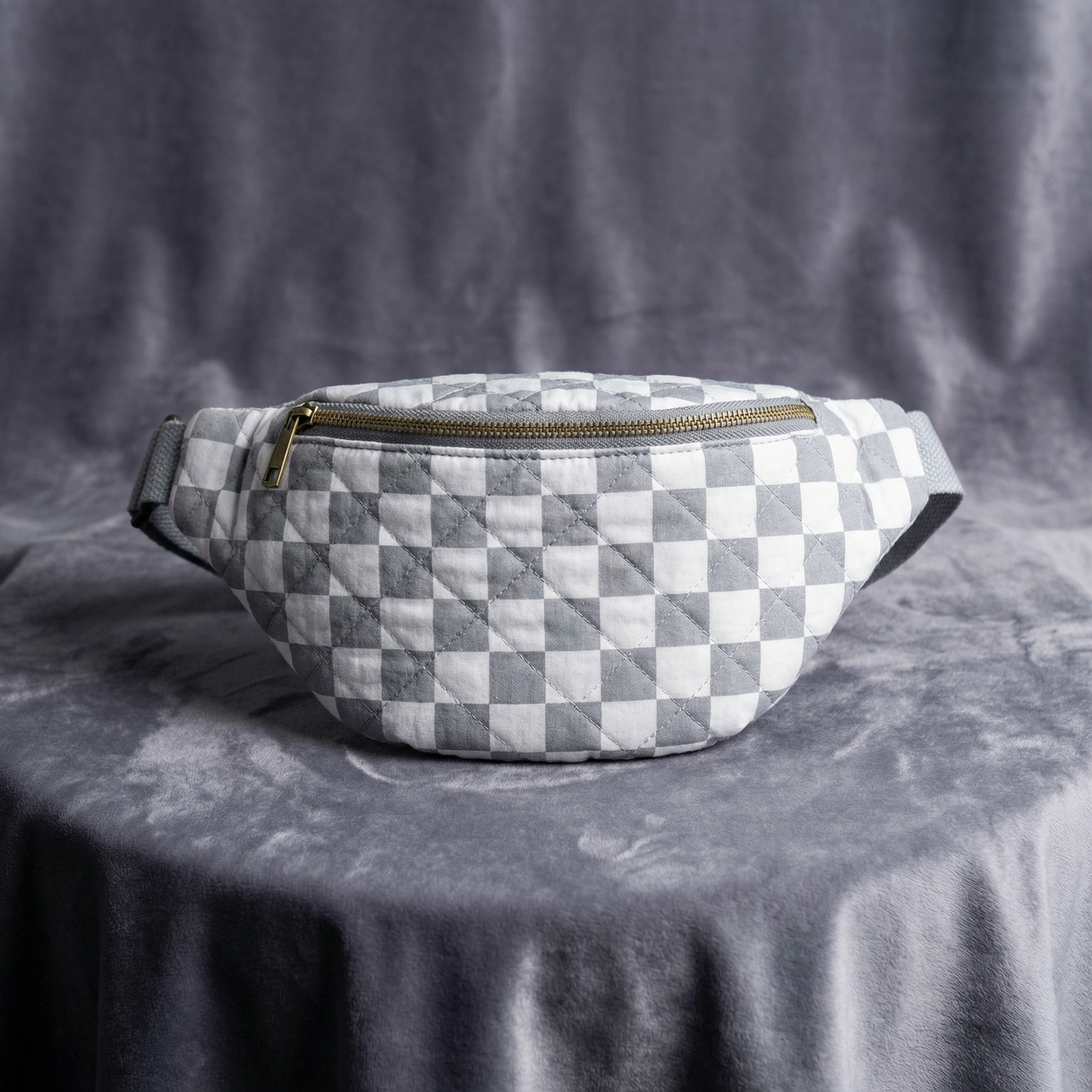 Checkered Belt Bag Fanny Pack Y2K Gen Z Aesthetic win 4 Colors [Violet, Pink, Green, Gray] 9.5" x 6"