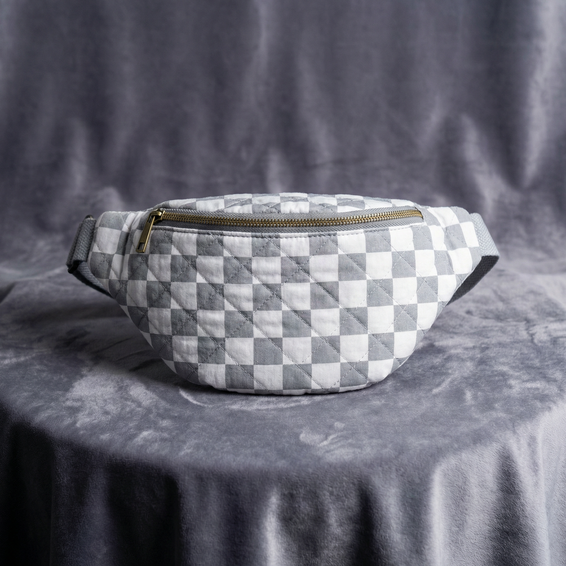 Checkered Belt Bag Fanny Pack Y2K Gen Z Aesthetic win 4 Colors [Violet, Pink, Green, Gray] 9.5" x 6"