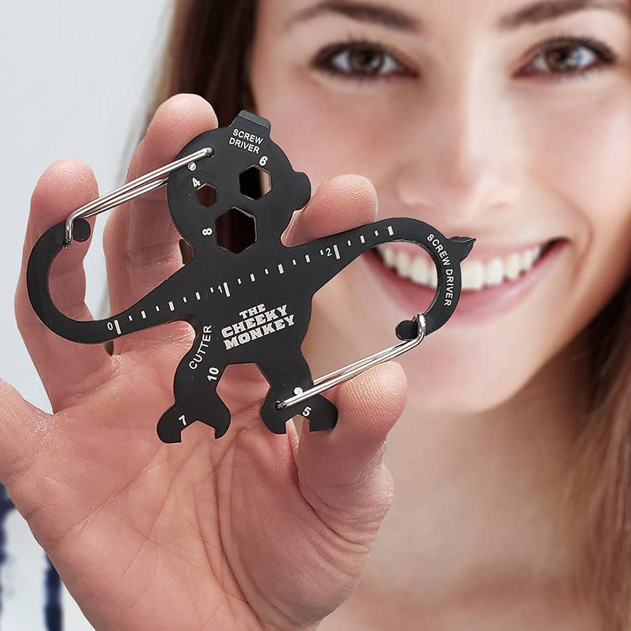 Cheeky Monkey Double "S" Carabiner Multitool | Handy 13-in-1 Keychain DIY Tool | Gift for Men