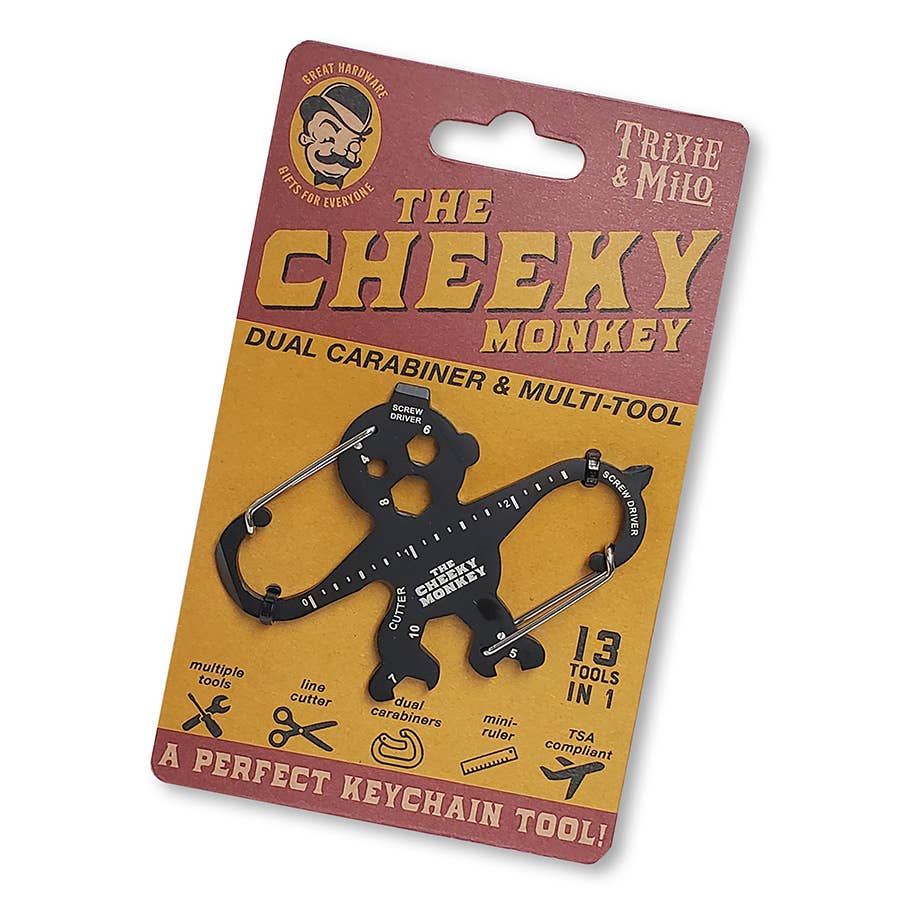 Cheeky Monkey Double "S" Carabiner Multitool | Handy 13-in-1 Keychain DIY Tool | Gift for Men
