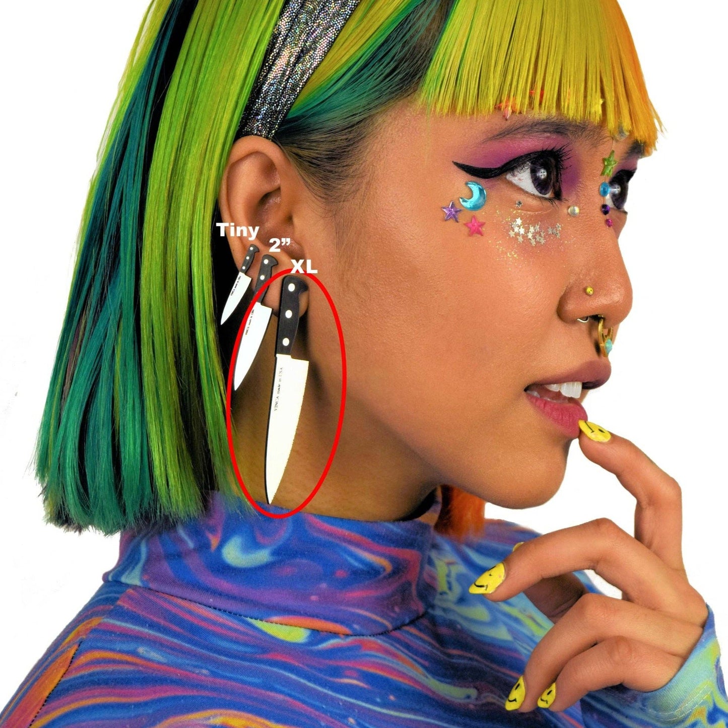 Chef's Knife Earrings | Extra Large 3" | King-sized Goth-Punk-Rock Jewelry Earrings