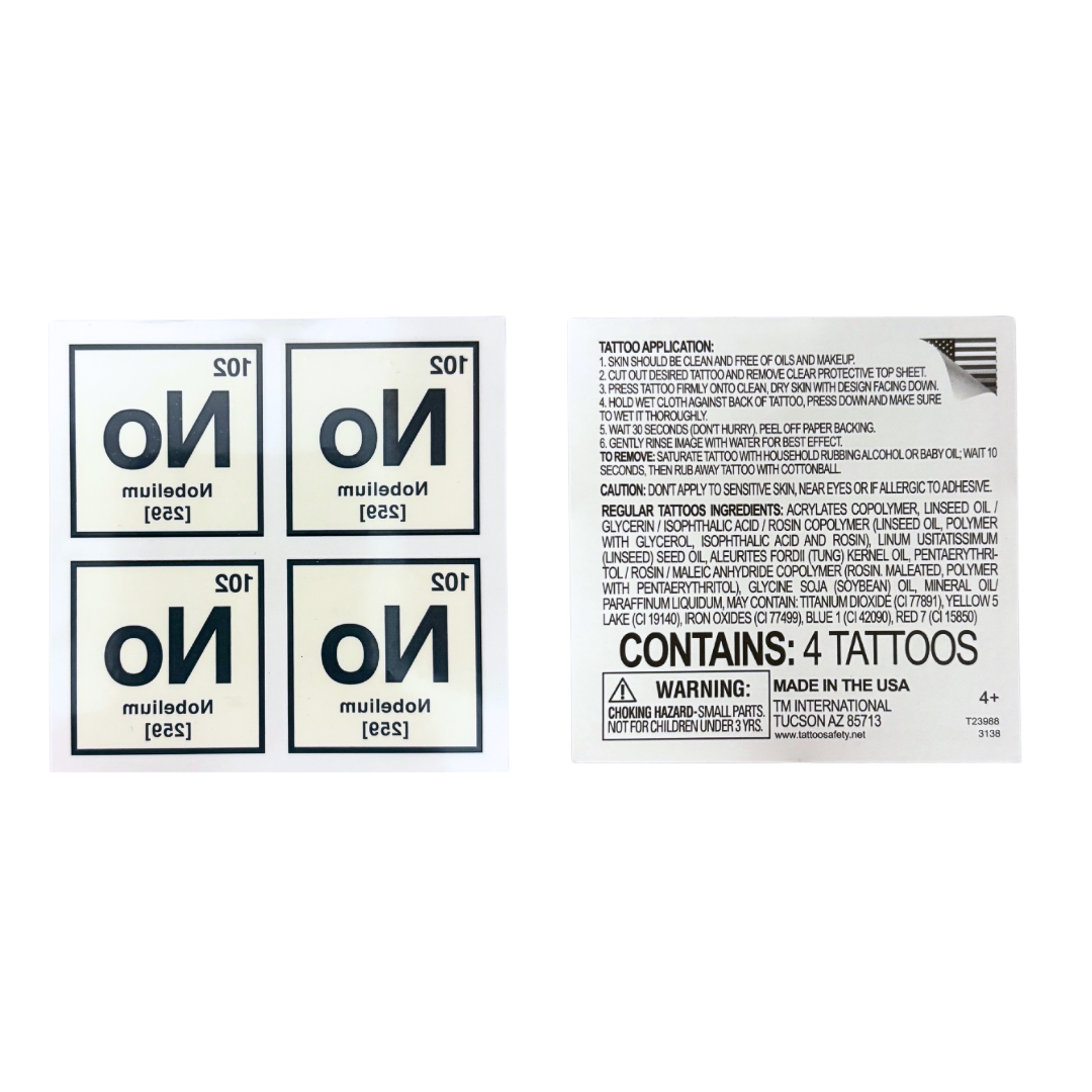 Chemical Formulas Temporary Tattoos