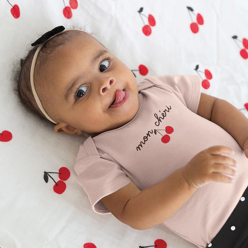 Cherries Swaddle Blanket - lifestyle