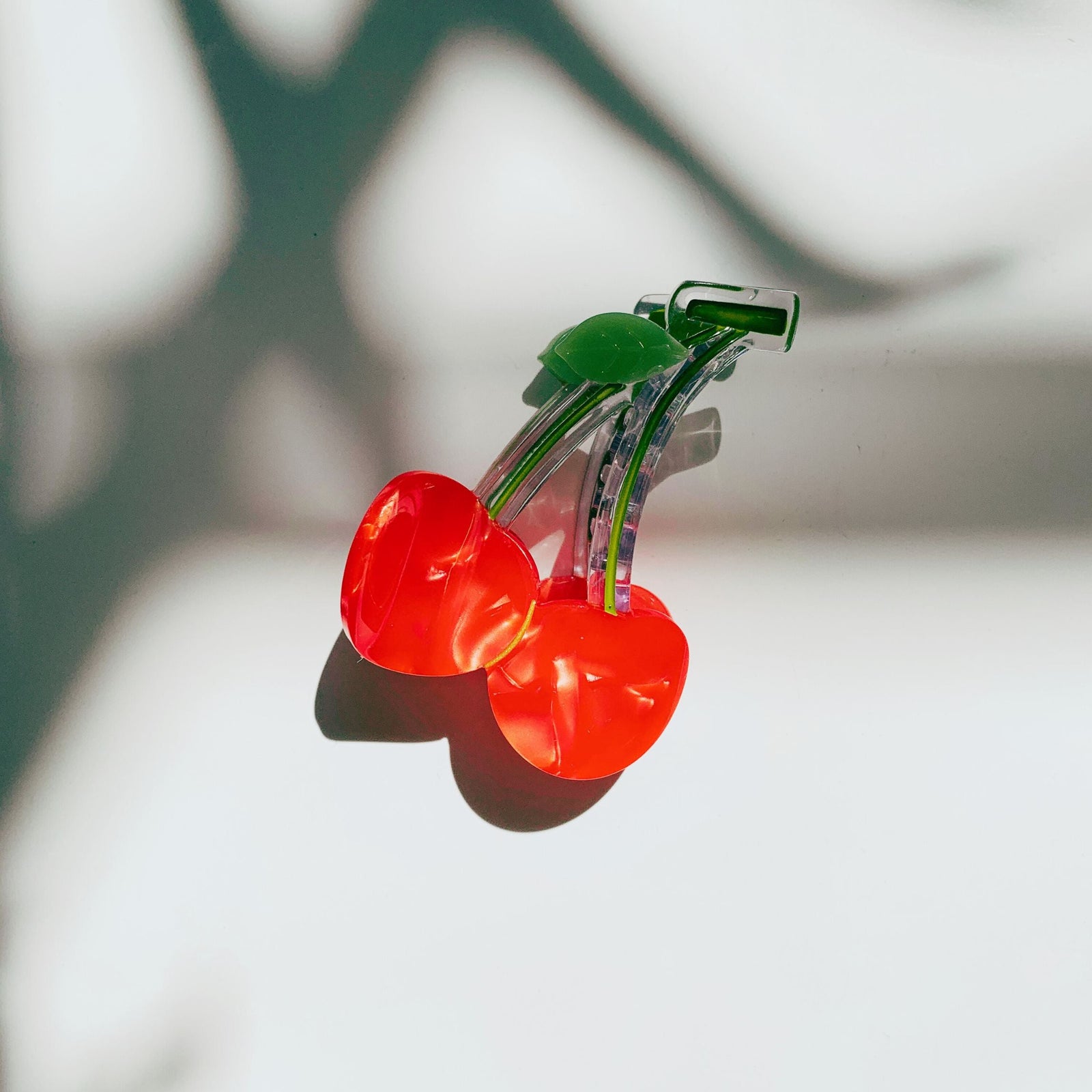 Cherries on Stem Mini Hair Claw | Claw Clip in Velvet Travel Bag