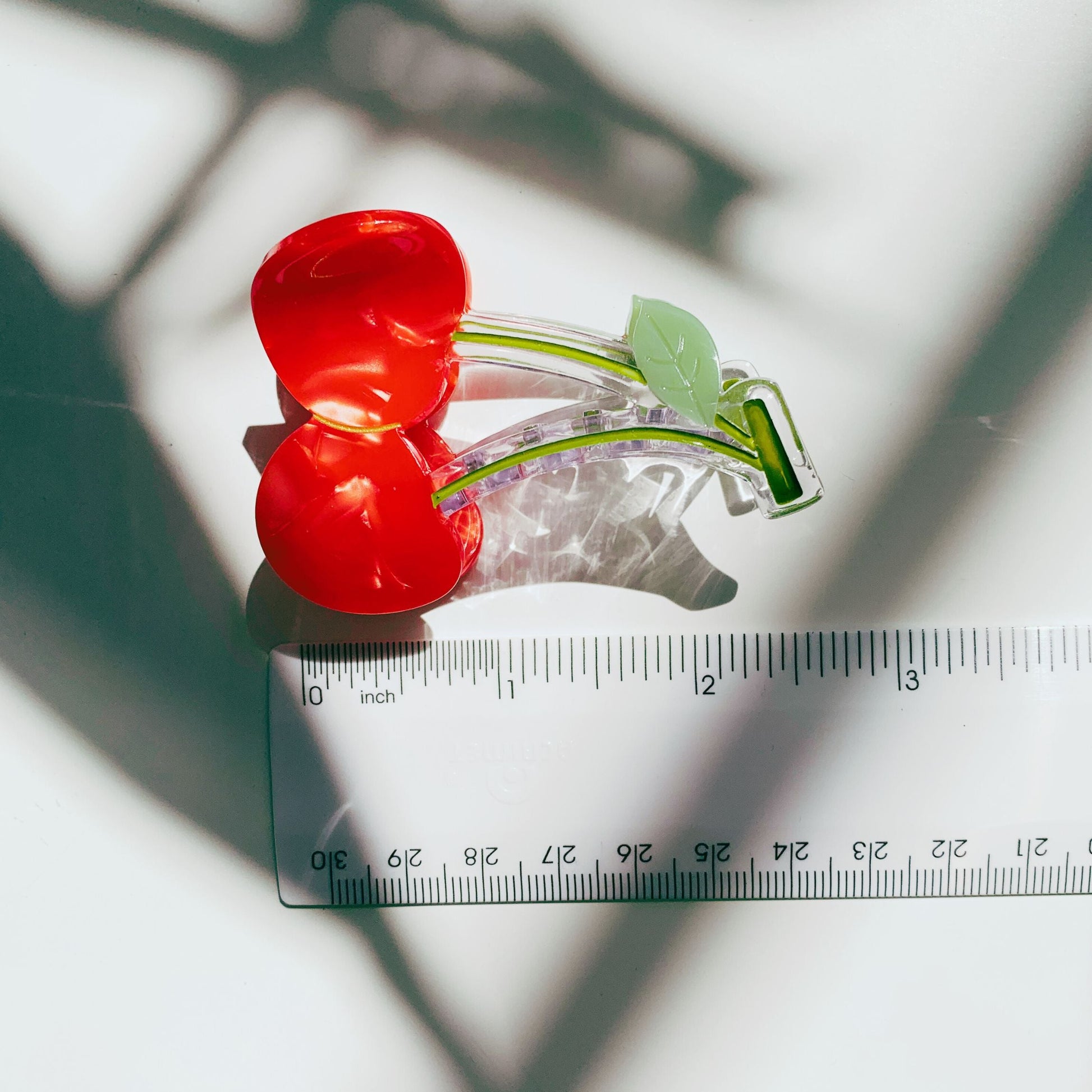 Cherries on Stem Mini Hair Claw | Claw Clip in Velvet Travel Bag