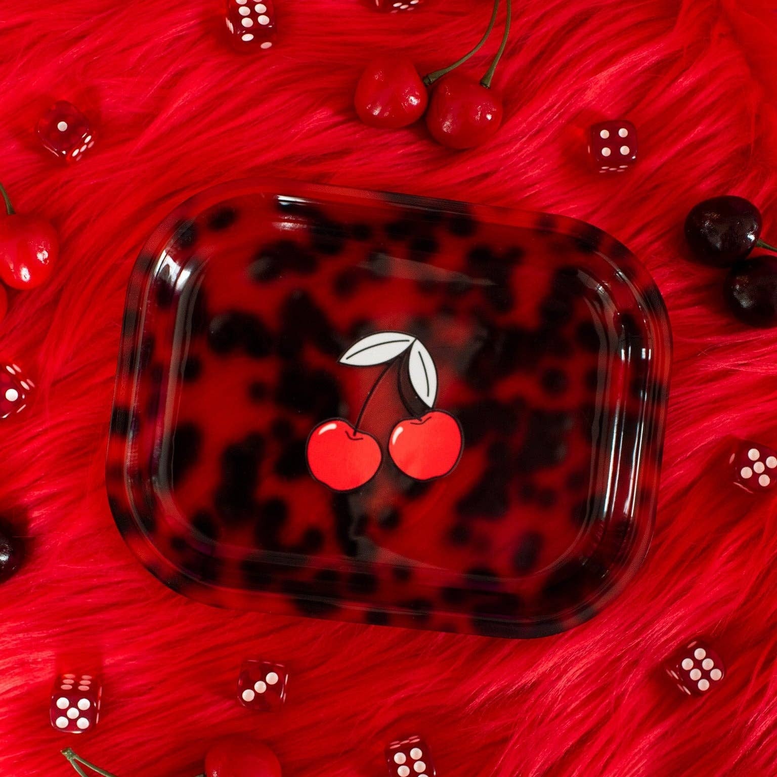 Cherry Acrylic Tray | Decorative Serving Trinket Tray | 7" x 5.5"