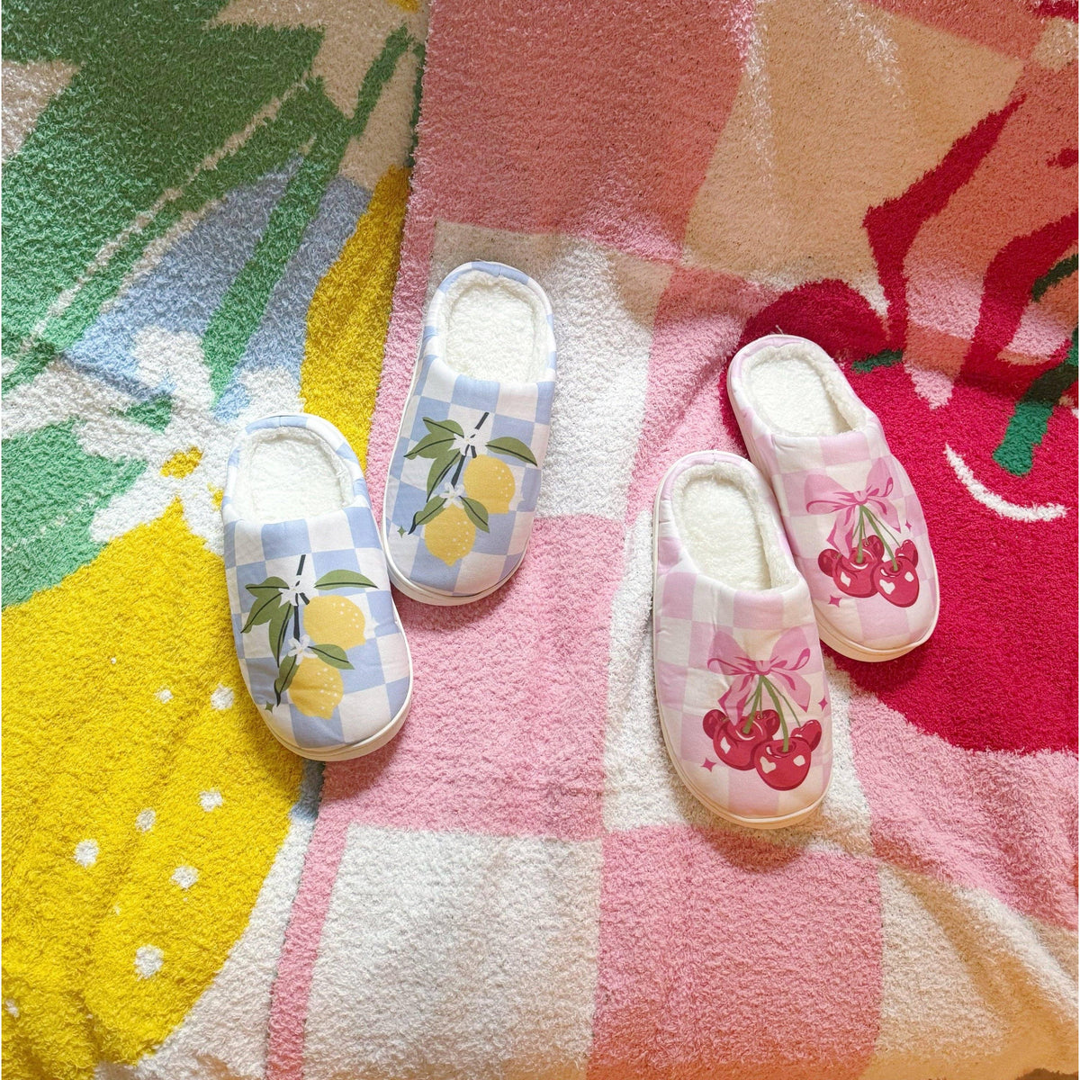 Cherry Bow Check Blanket in Pink Plush-Ellison+Young-The Bullish Store