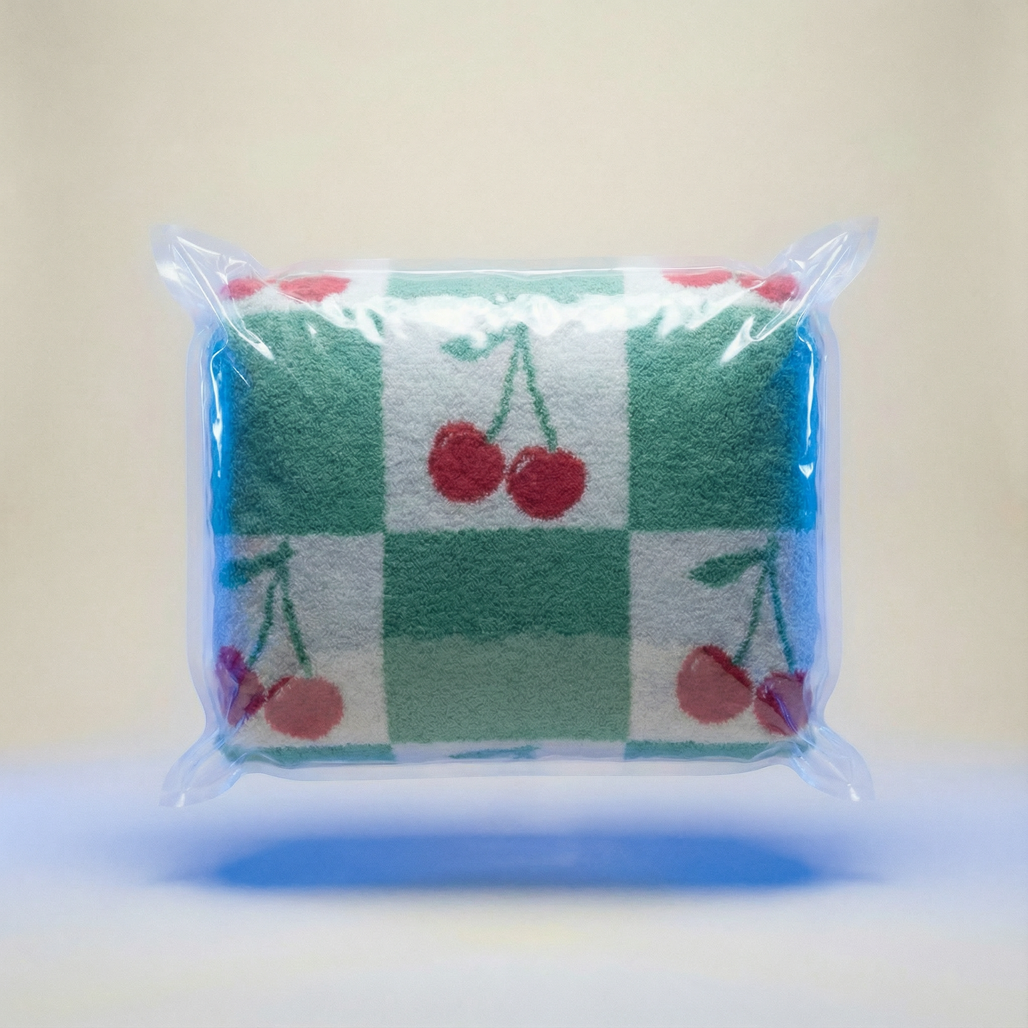 Cherry Check Knitted Blanket Throw | Retro Intarsia Checkered Knit Blanket 50" x 60"