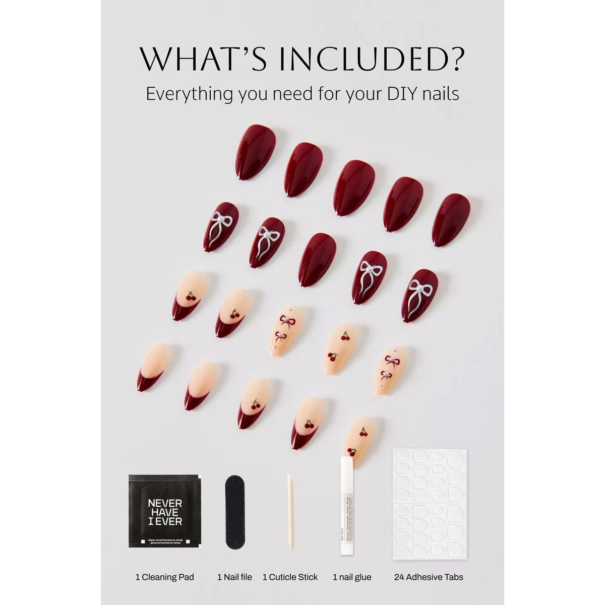 Cherry Cola Almond Press-On Nails | Red Cherry and Bow Motif-Never Have I Ever-The Bullish Store