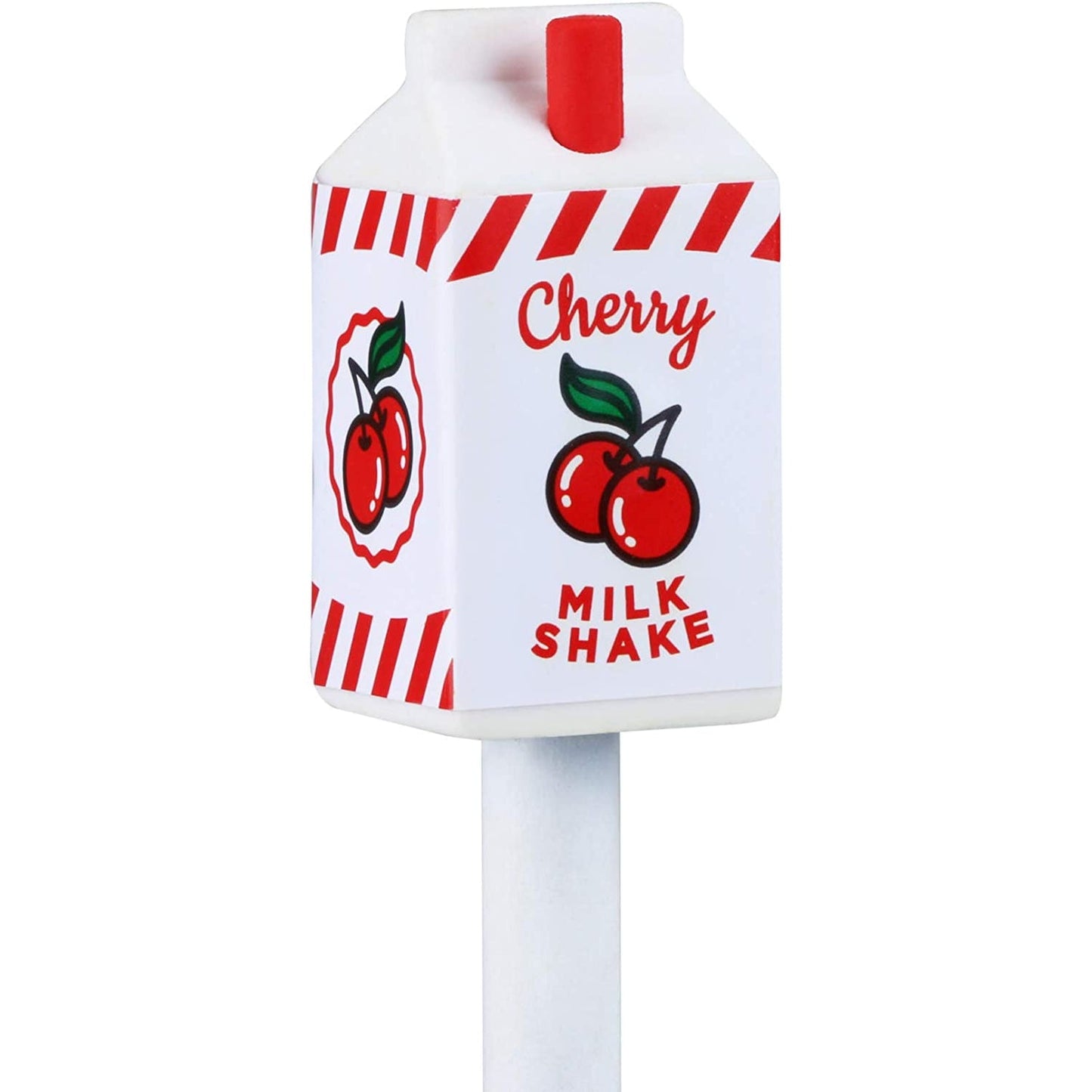 Cherry Milk Shake Retro Pencil Eraser Toppers | Gift Bottle of of 6