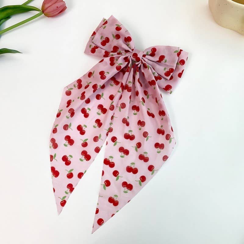 Cherry Pink Bow Hair Clip