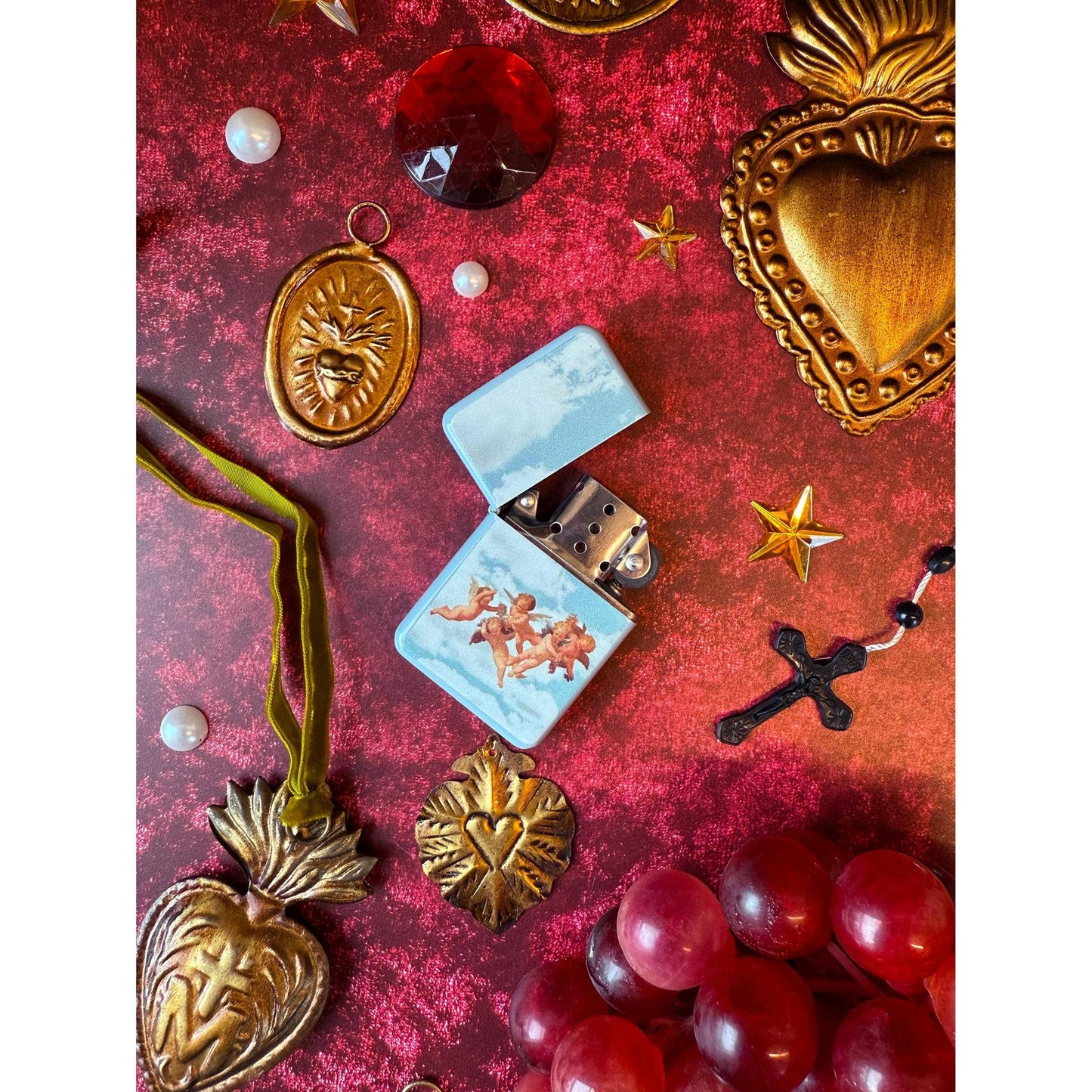 Cherub Refillable Lighter | Vintage Angel Cherub Metal Lighter | Retro Sky Aesthetic Pocket Lighter