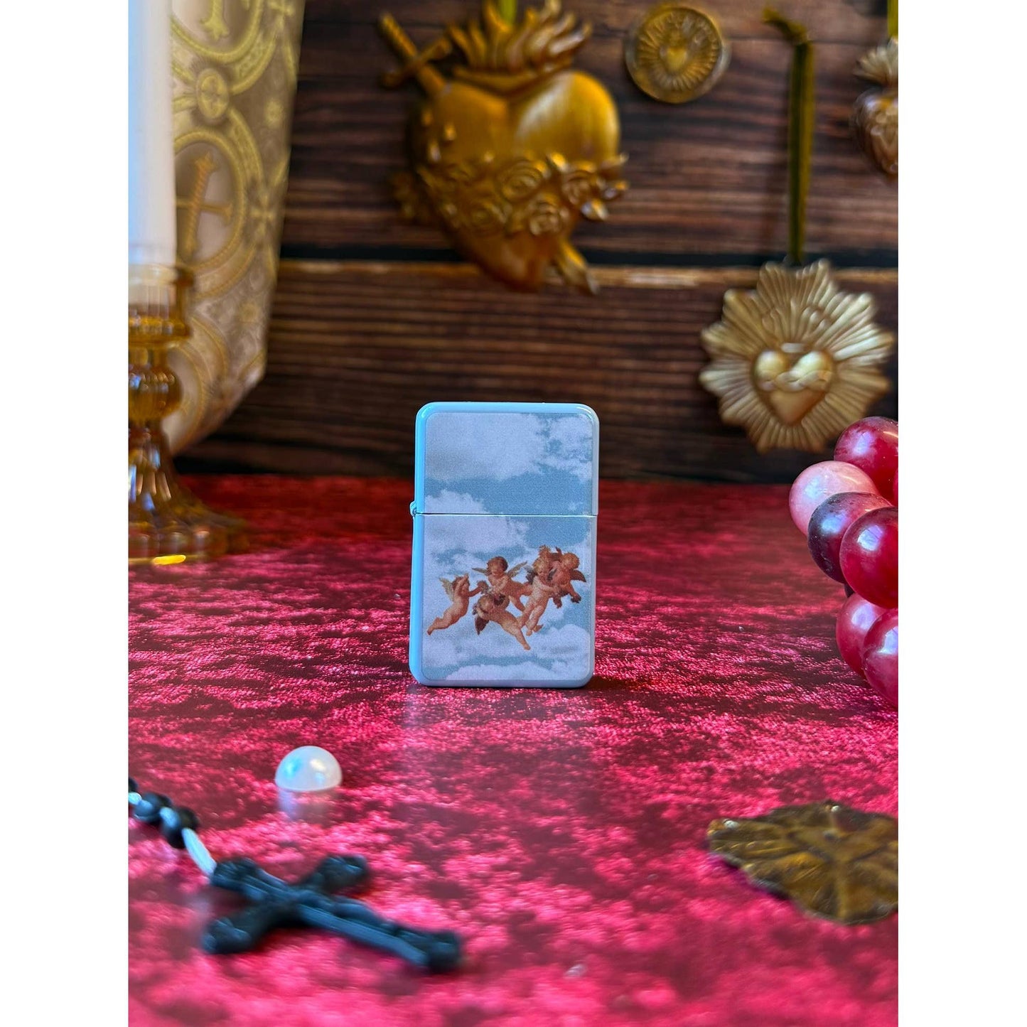 Cherub Refillable Lighter | Vintage Angel Cherub Metal Lighter | Retro Sky Aesthetic Pocket Lighter