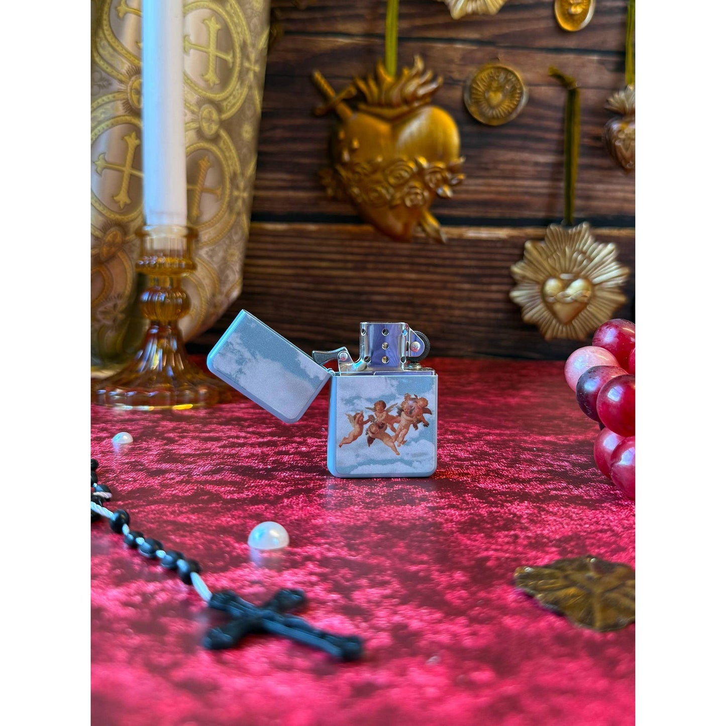 Cherub Refillable Lighter | Vintage Angel Cherub Metal Lighter | Retro Sky Aesthetic Pocket Lighter