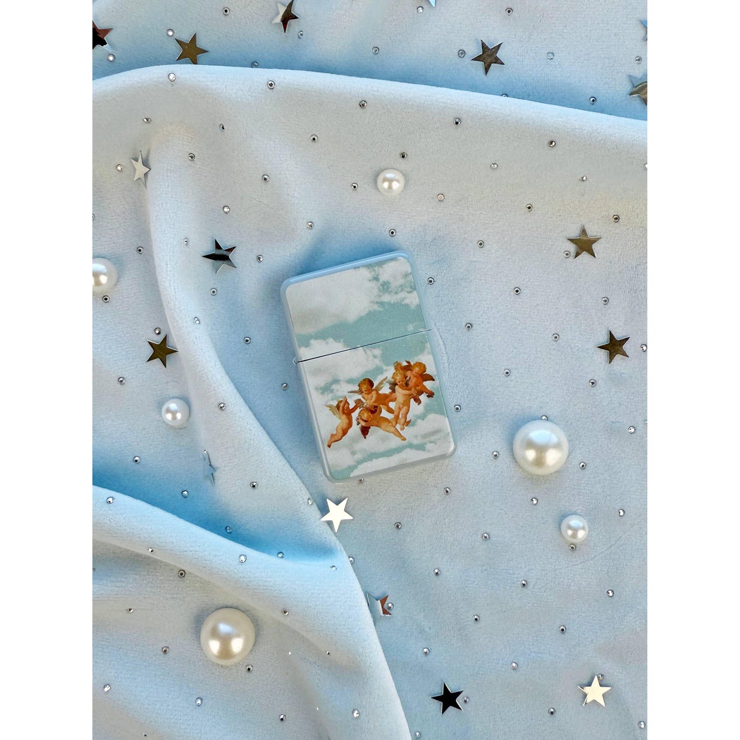 Cherub Refillable Lighter | Vintage Angel Cherub Metal Lighter | Retro Sky Aesthetic Pocket Lighter