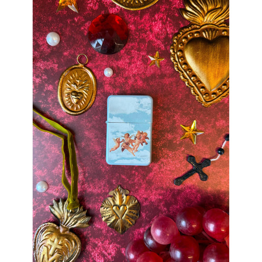 Cherub Refillable Lighter | Vintage Angel Cherub Metal Lighter | Retro Sky Aesthetic Pocket Lighter