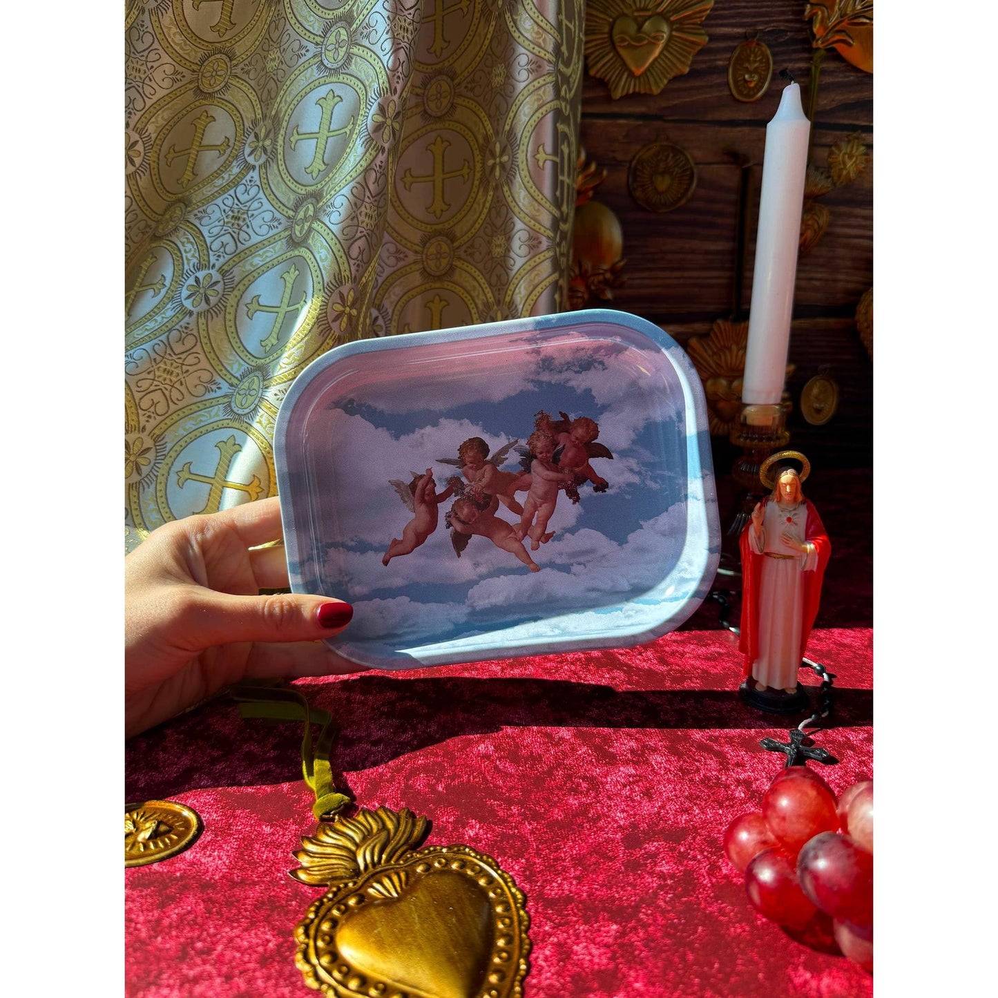 Cherub Trinket Tray | Vintage Angel Cherub Decorative Tray | Whimsical Jewelry & Catchall Dish