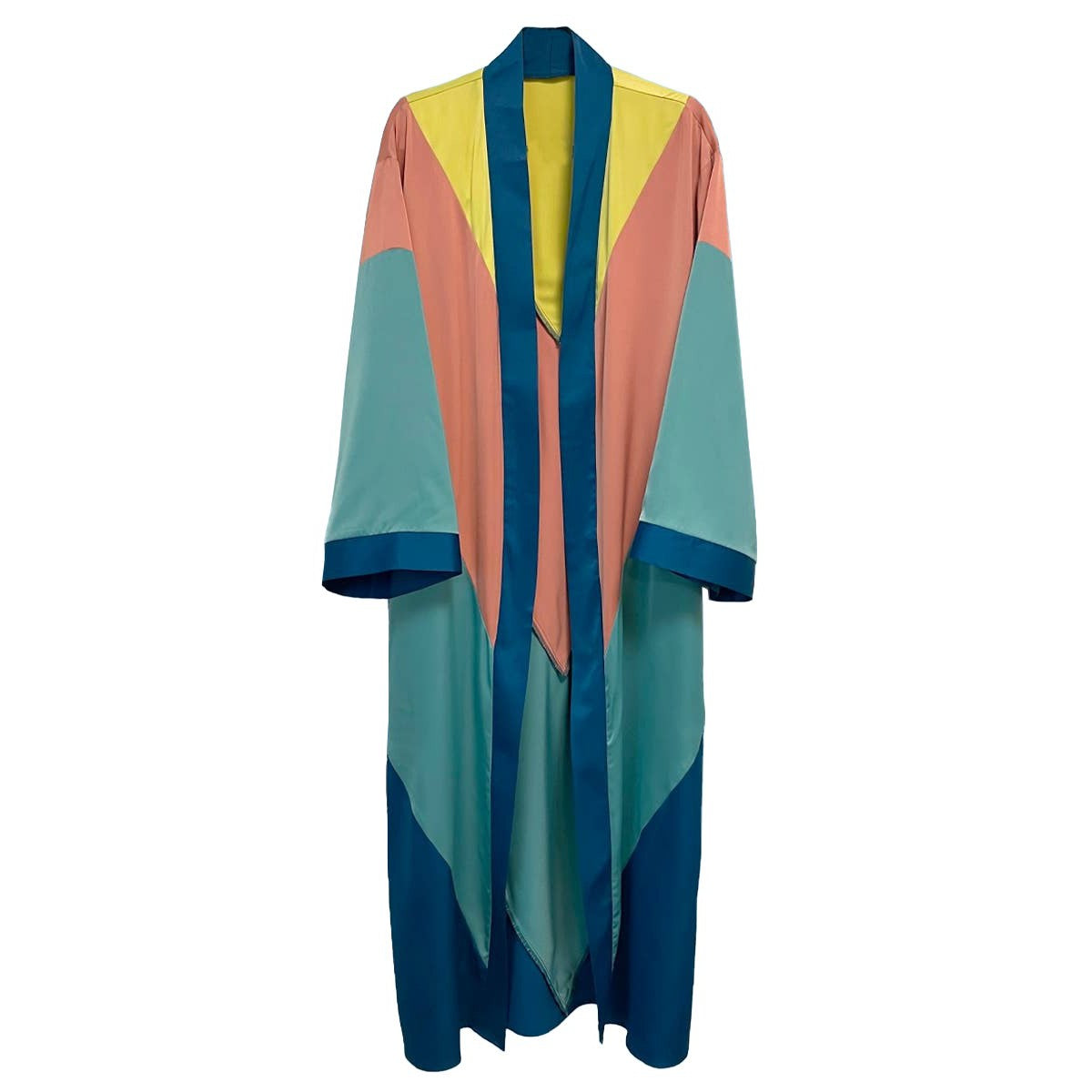 Miss Sparkling Chevron Kimono Big Long Textured Satin Duster | Light Jacket, Outdoor Robe, Swimsuit Coverup | Sizes SM-XL