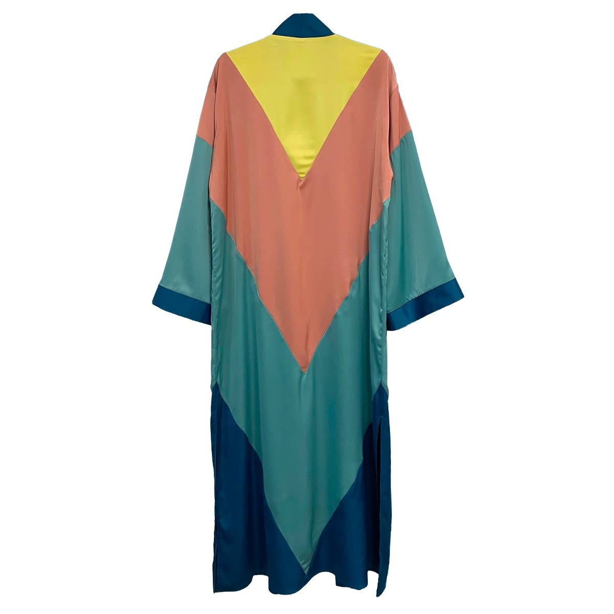Miss Sparkling Chevron Kimono Big Long Textured Satin Duster | Light Jacket, Outdoor Robe, Swimsuit Coverup | Sizes SM-XL