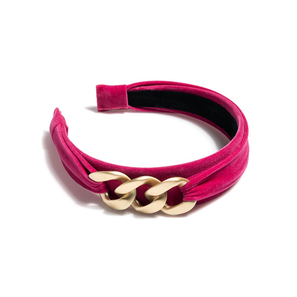 Chic Chain Detail Classic Wide Headband in Pink | SALE