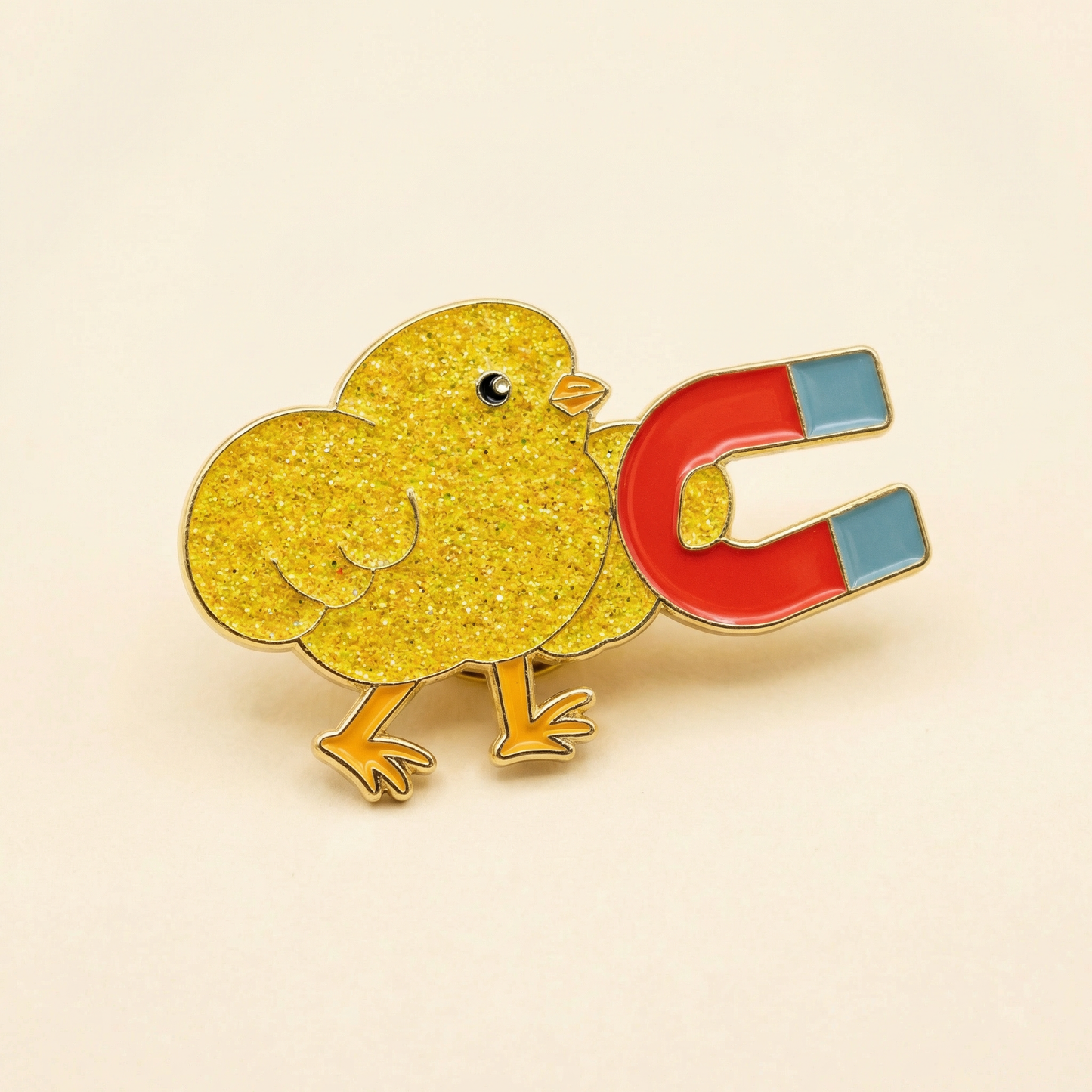 Chick Magnet Glitter Soft Enamel Pin | Cute Chick with Magnet Lapel Pin