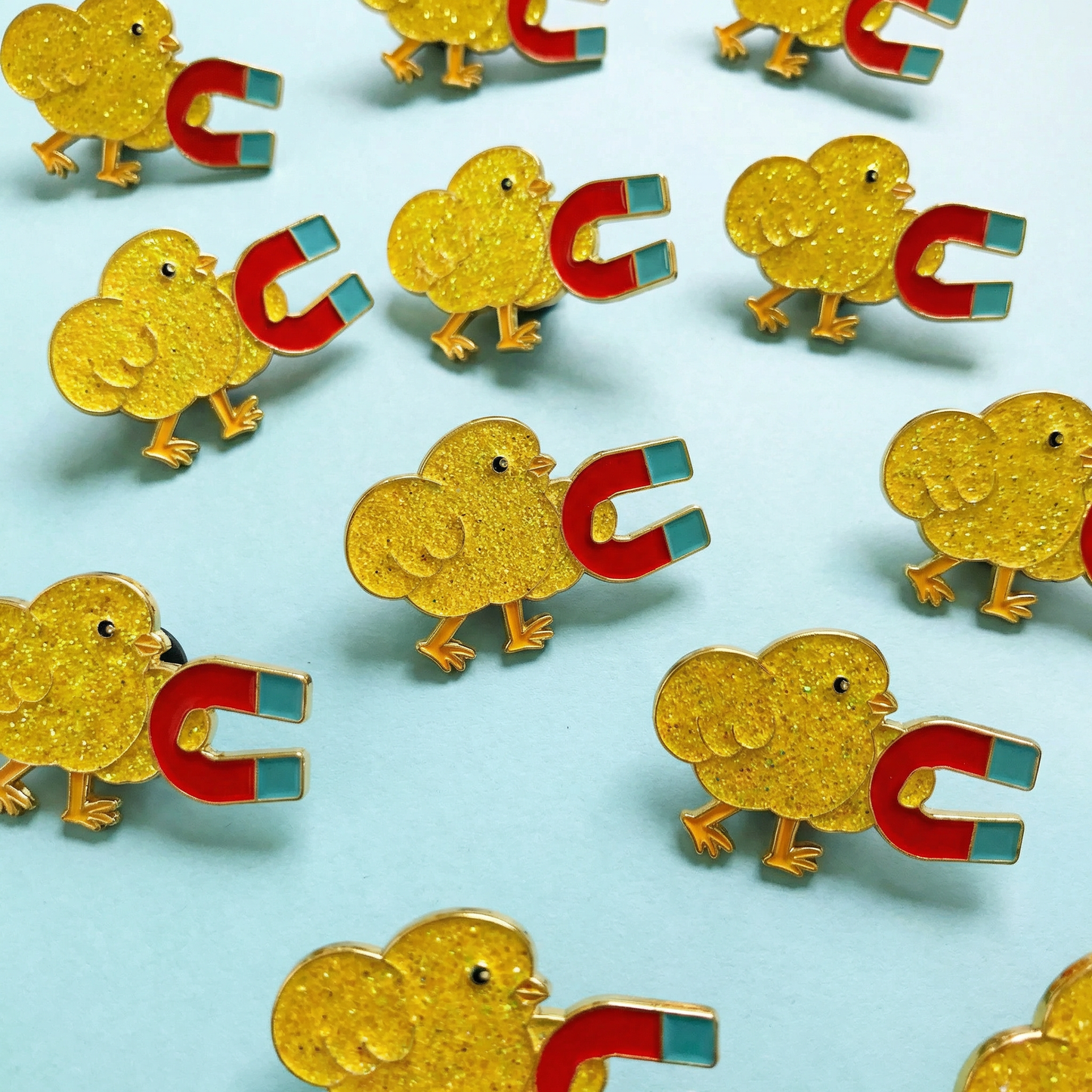 Chick Magnet Glitter Soft Enamel Pin | Cute Chick with Magnet Lapel Pin