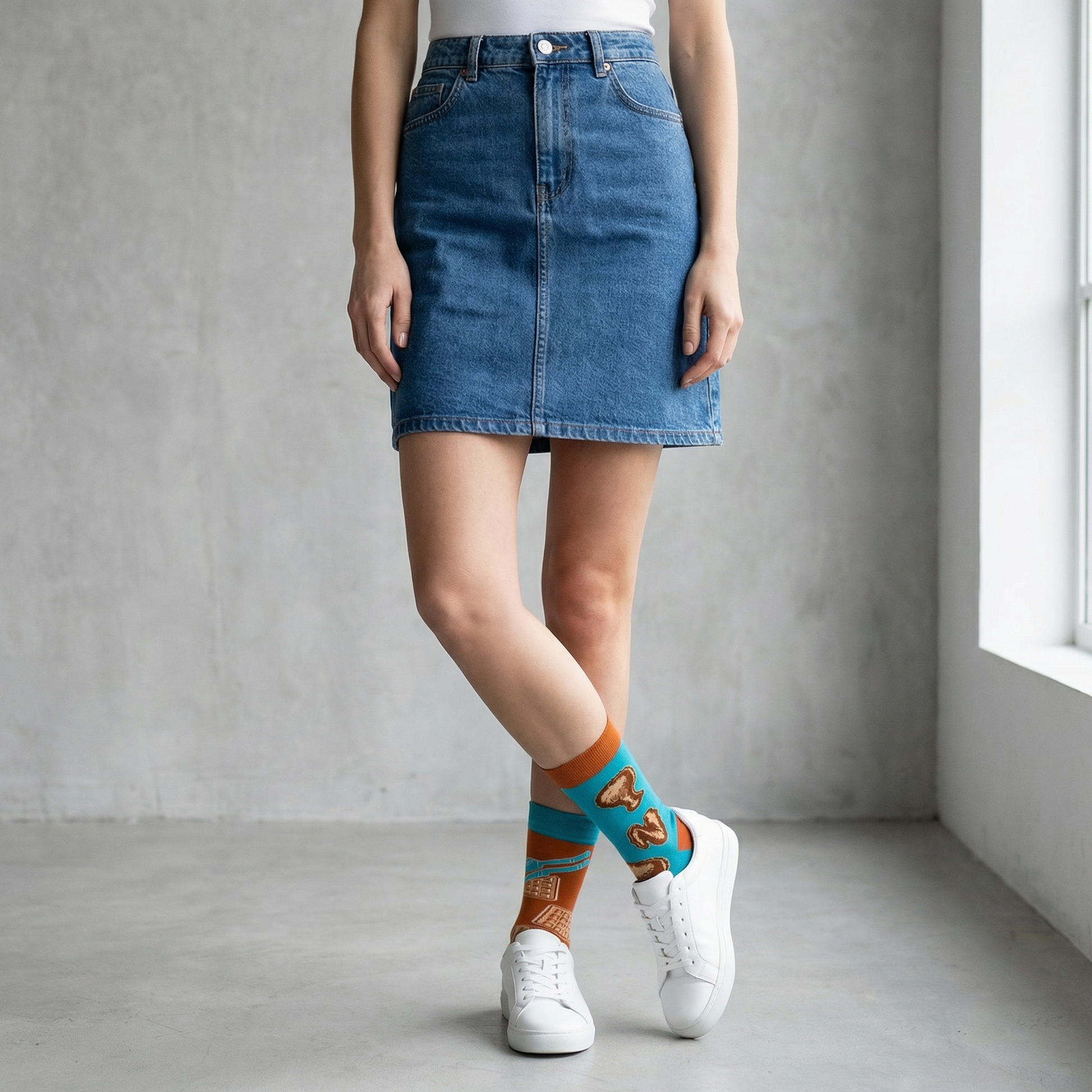Chicken And Waffles Socks 🐔🧇 | Mismatched Unisex Cotton Socks