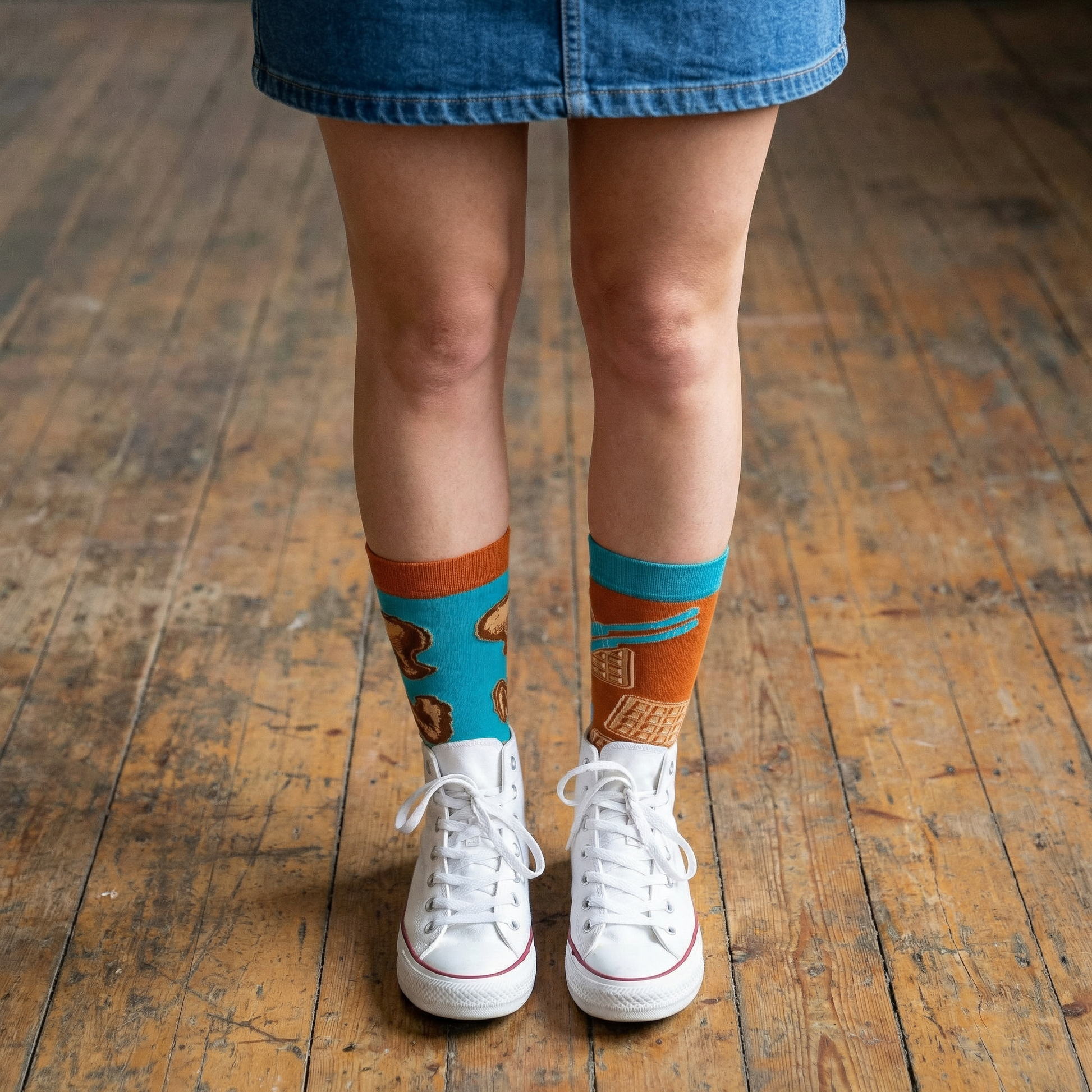Chicken And Waffles Socks 🐔🧇 | Mismatched Unisex Cotton Socks
