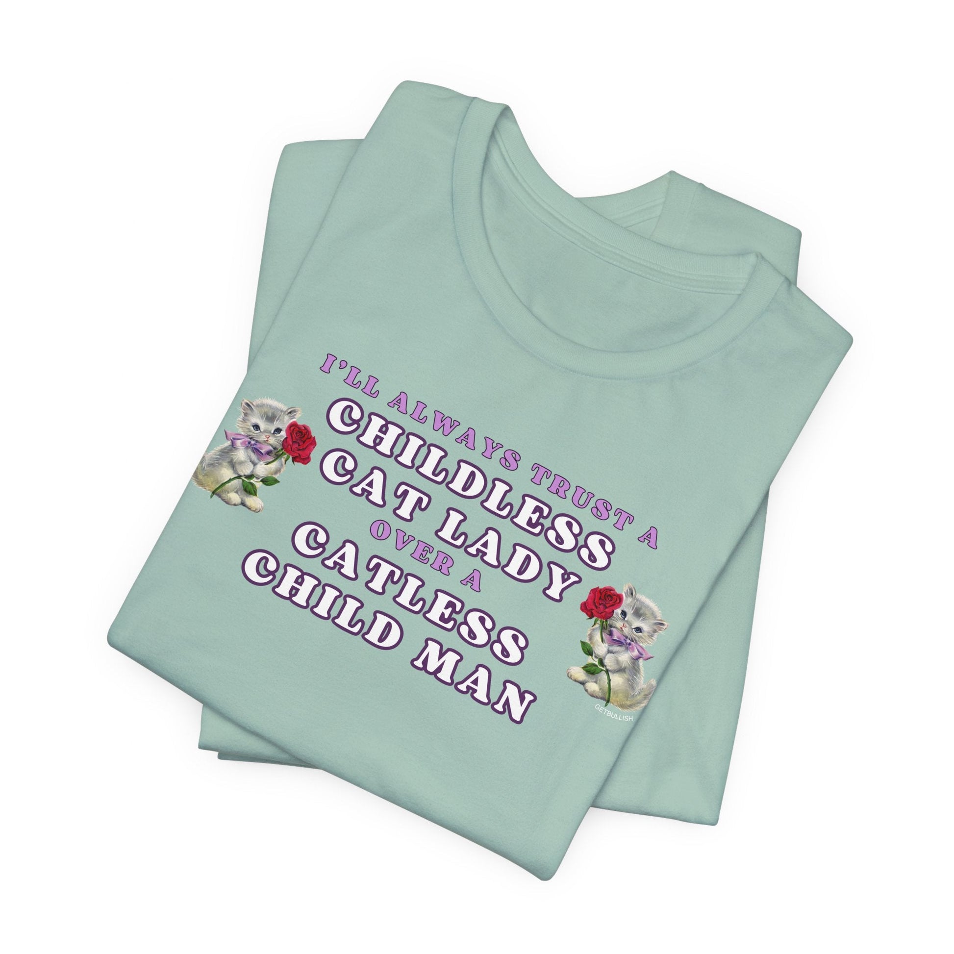 Childless Cat Ladies Over Catless Child Men Unisex Jersey Short Sleeve Tee | Kamala JD Vance Election Meme | Vote 2024