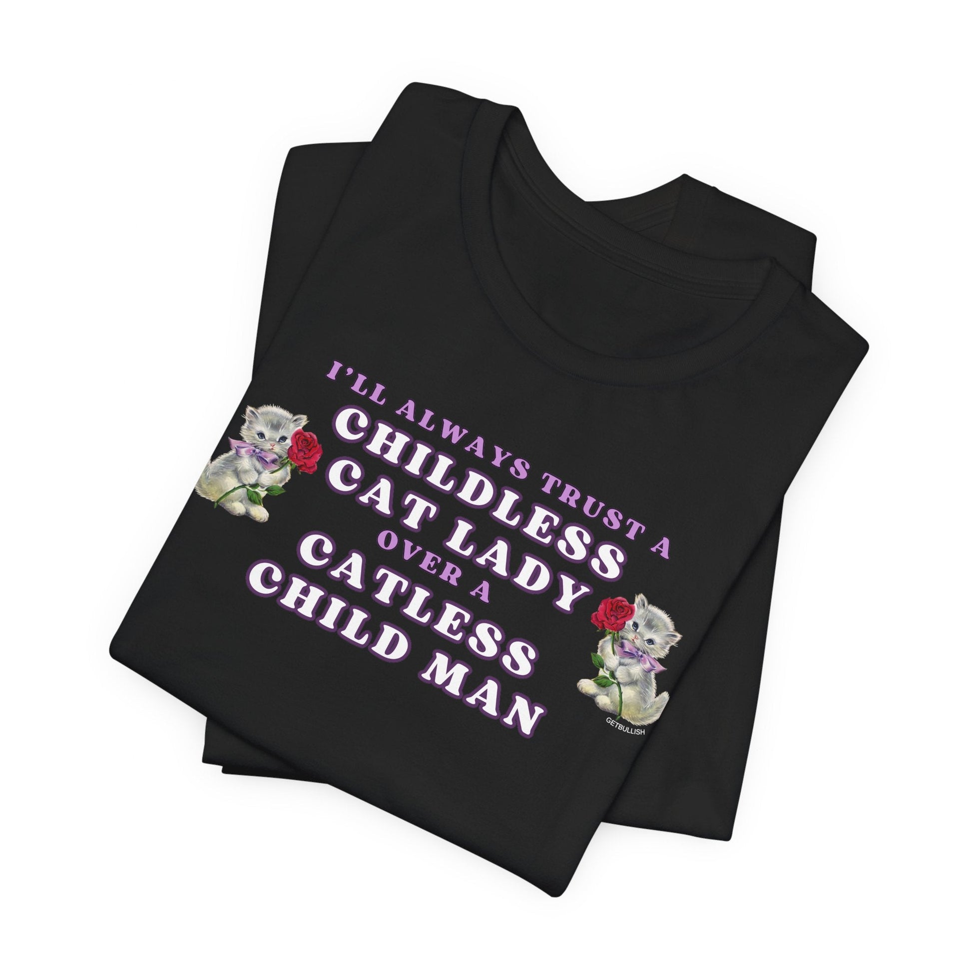 Childless Cat Ladies Over Catless Child Men Unisex Jersey Short Sleeve Tee | Kamala JD Vance Election Meme | Vote 2024