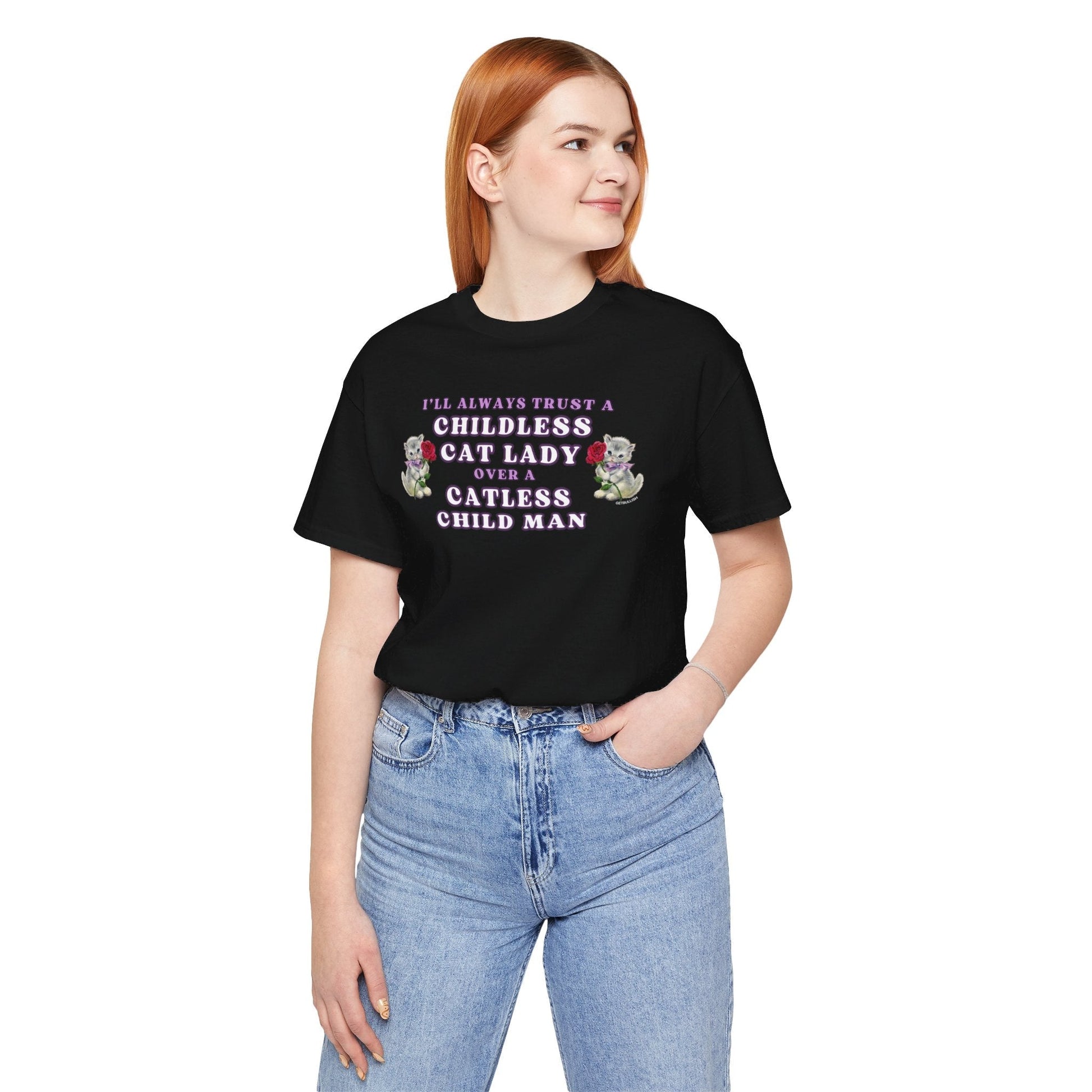 Childless Cat Ladies Over Catless Child Men Unisex Jersey Short Sleeve Tee | Kamala JD Vance Election Meme | Vote 2024