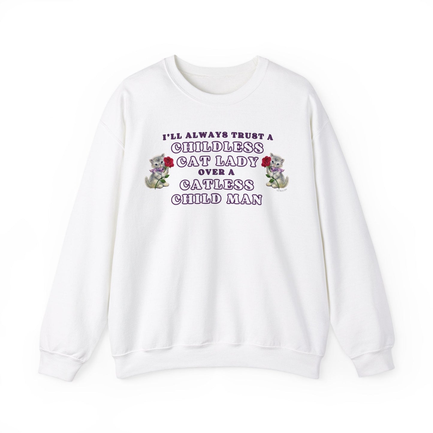 Childless Cat Lady Over Catless Child Man Unisex Heavy Blend™ Crewneck Sweatshirt | Kamala JD Vance Election Meme | Vote 2024