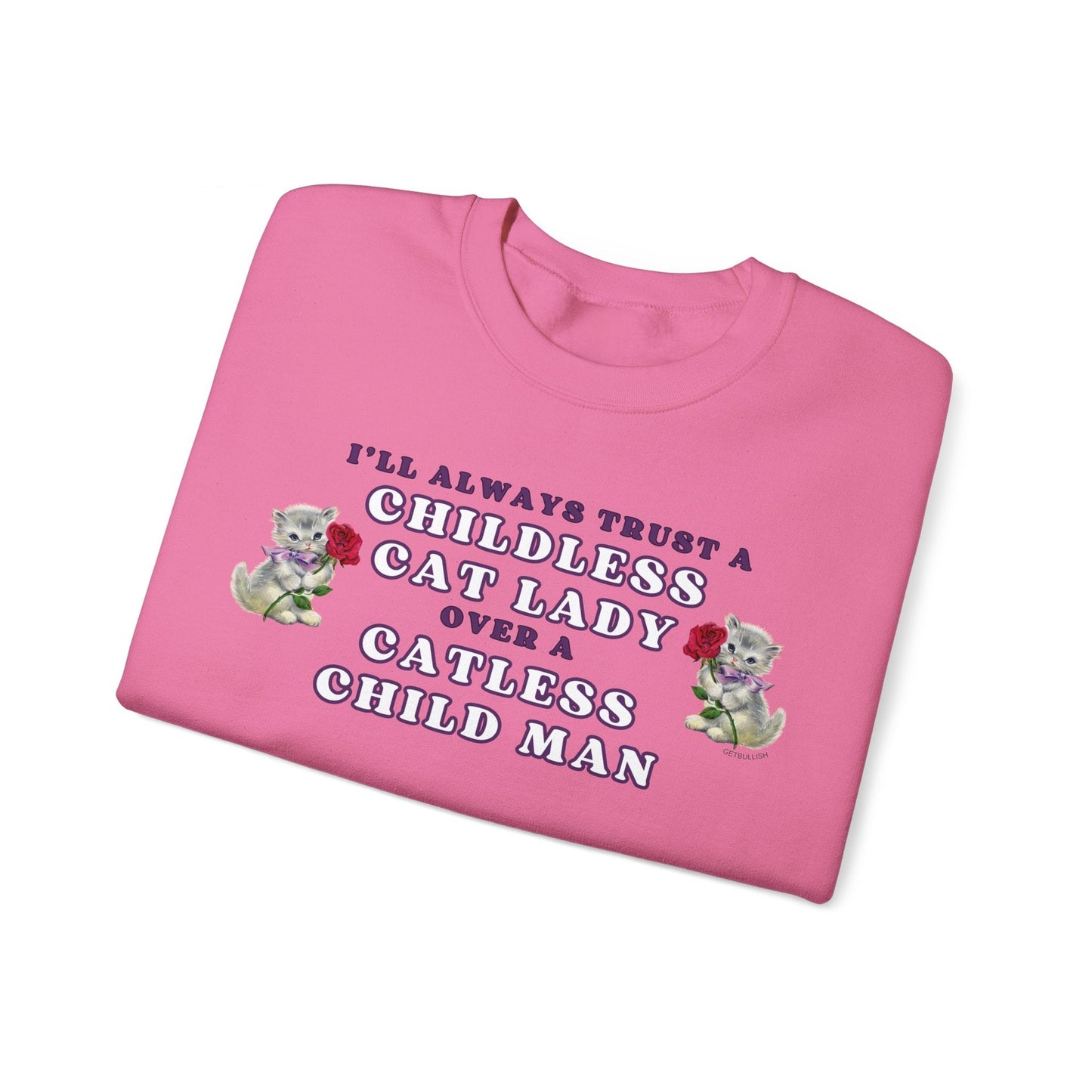 Childless Cat Lady Over Catless Child Man Unisex Heavy Blend™ Crewneck Sweatshirt | Kamala JD Vance Election Meme | Vote 2024