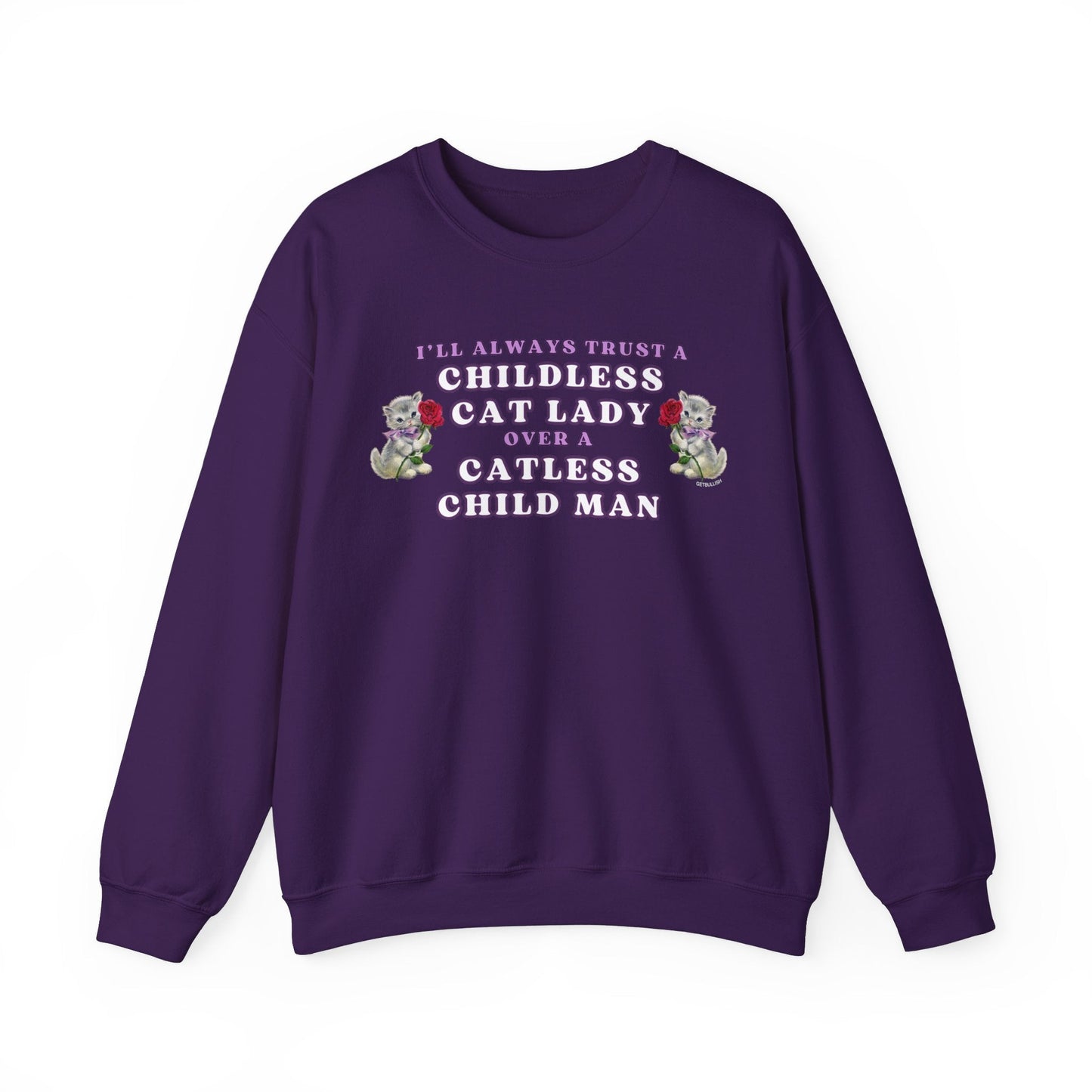 Childless Cat Lady Over Catless Child Man Unisex Heavy Blend™ Crewneck Sweatshirt | Kamala JD Vance Election Meme | Vote 2024