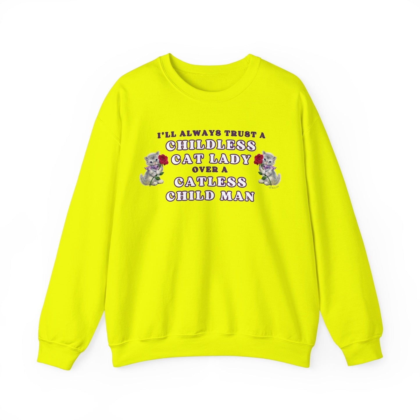 Childless Cat Lady Over Catless Child Man Unisex Heavy Blend™ Crewneck Sweatshirt | Kamala JD Vance Election Meme | Vote 2024