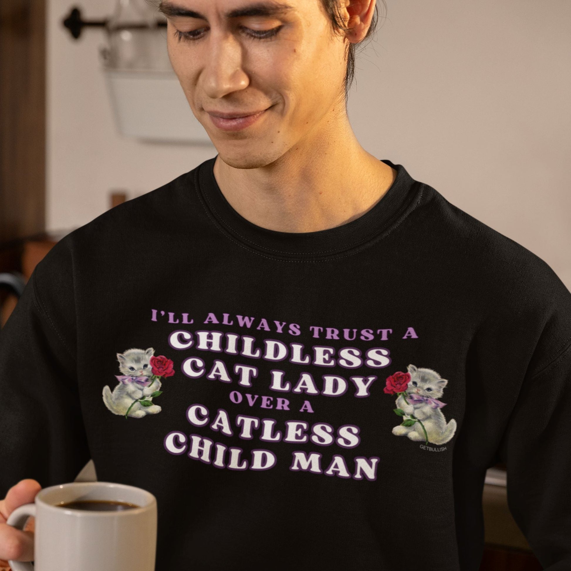 Childless Cat Lady Over Catless Child Man Unisex Heavy Blend™ Crewneck Sweatshirt | Kamala JD Vance Election Meme | Vote 2024