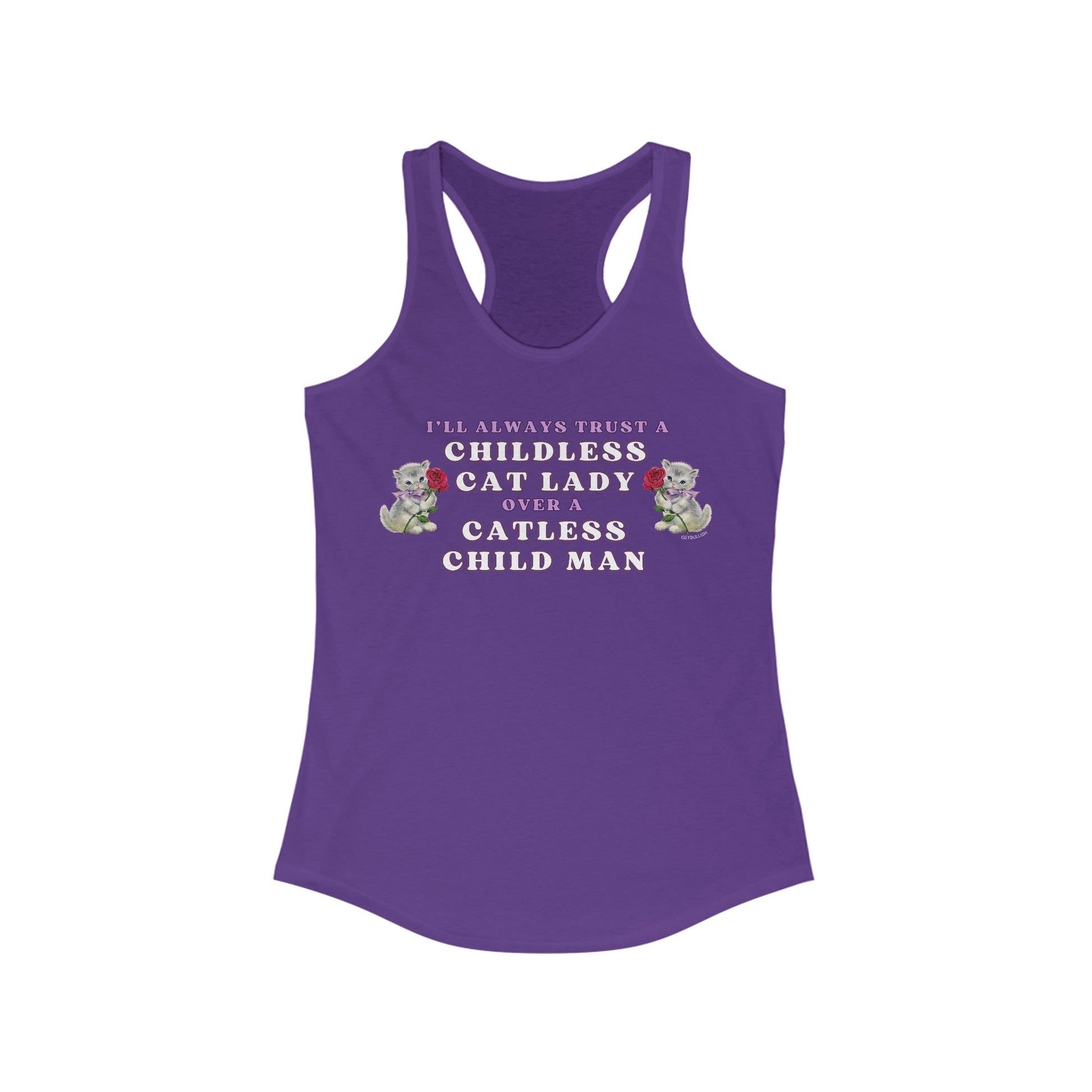 Childless Cat Lady Over Catless Child Man Women's Ideal Racerback Tank | Kamala JD Vance Election Meme | Vote 2024