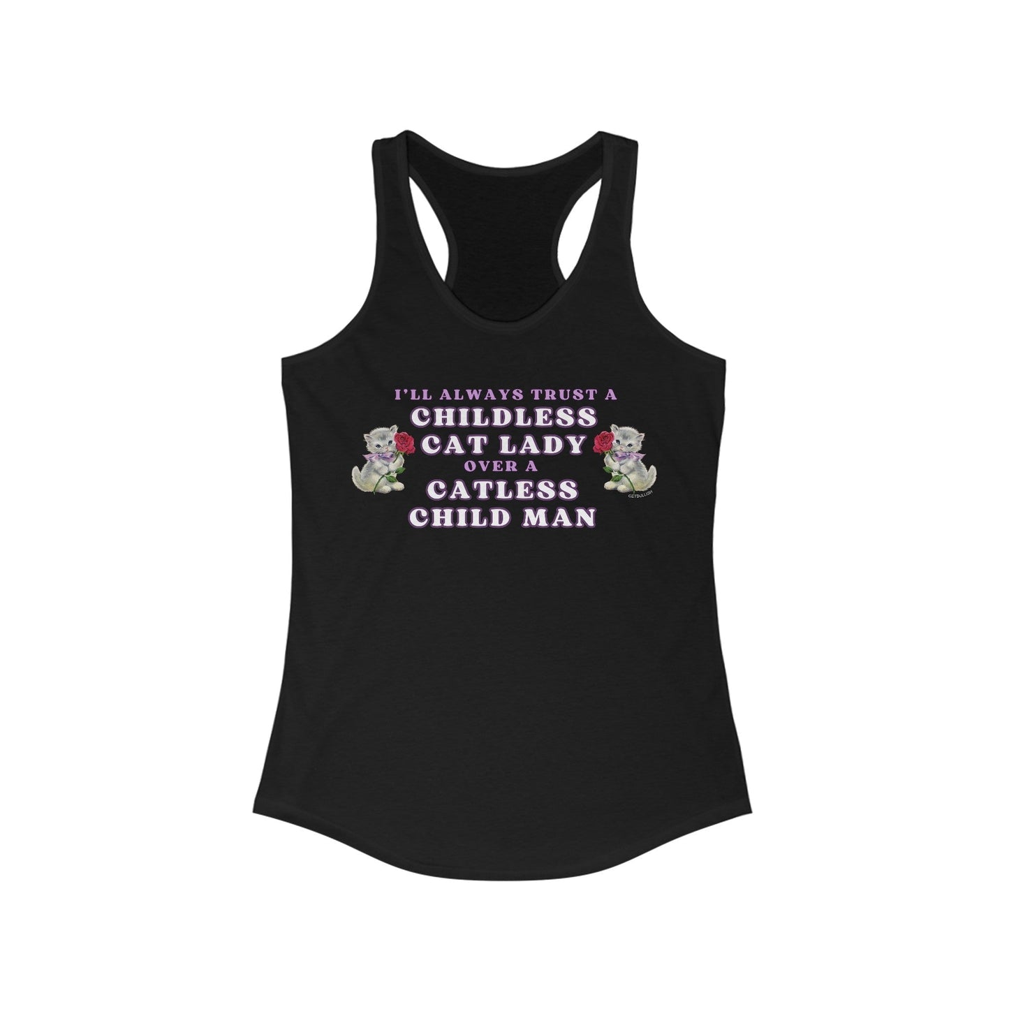 Childless Cat Lady Over Catless Child Man Women's Ideal Racerback Tank | Kamala JD Vance Election Meme | Vote 2024