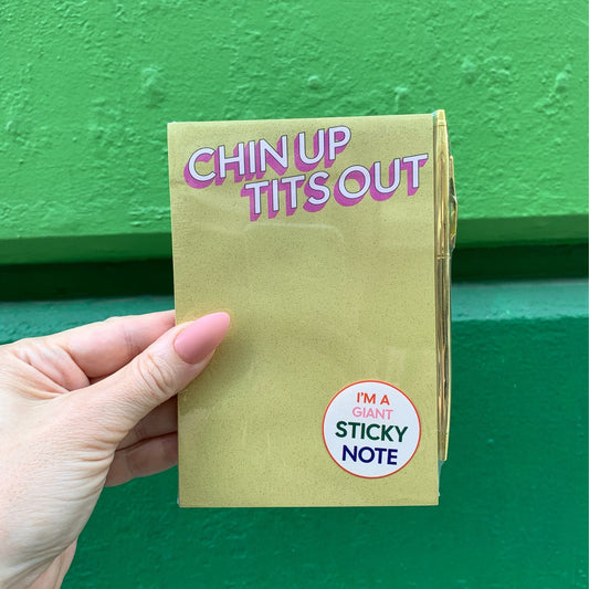 Chin Up Tits Out Sticky Note and Pen Gift Set | Funny Stationery Notepad Gift Set