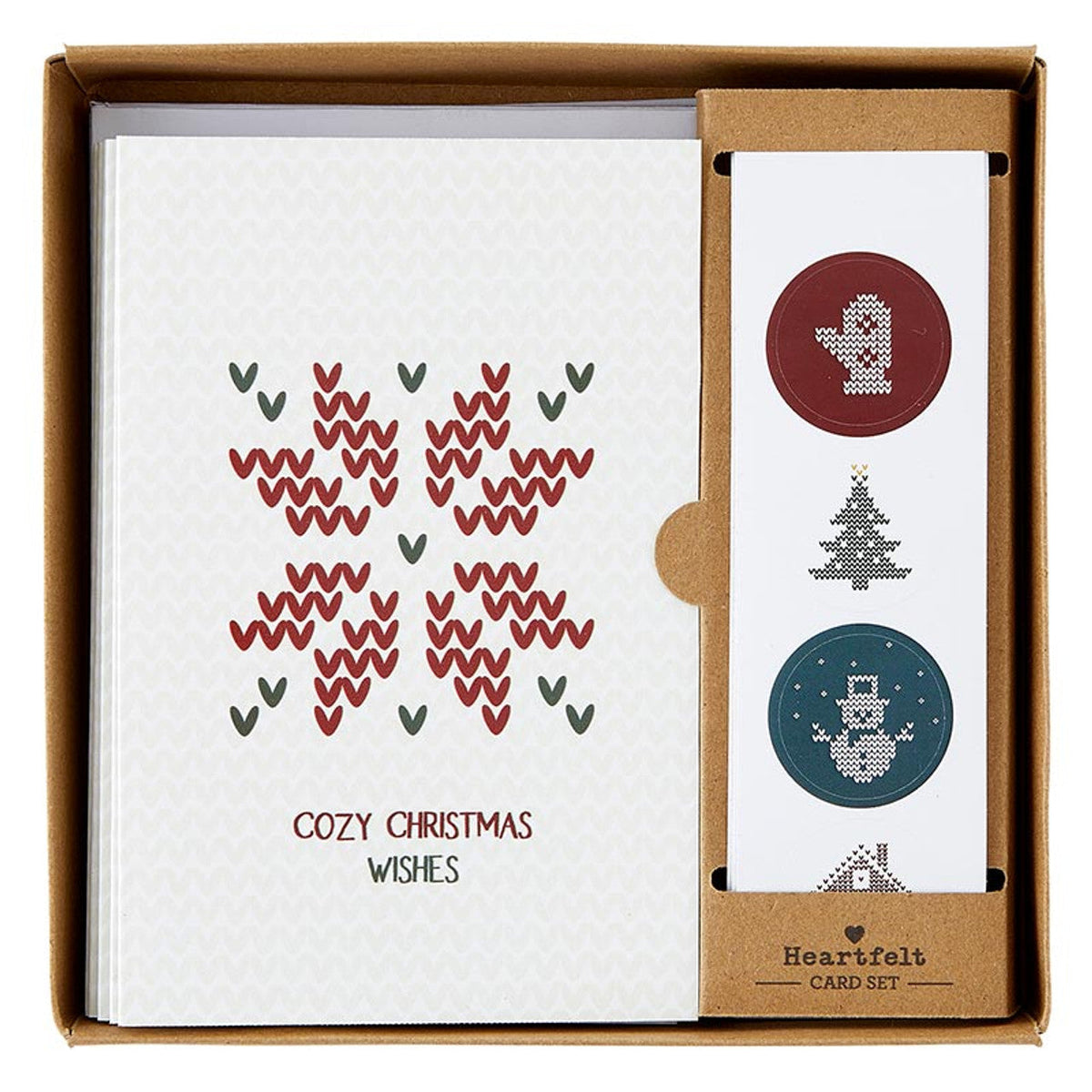 Christmas Card Set with Sticker Seals | Cozy Christmas Wishes | Blank Inside Holiday Greeting Cards Set of 12