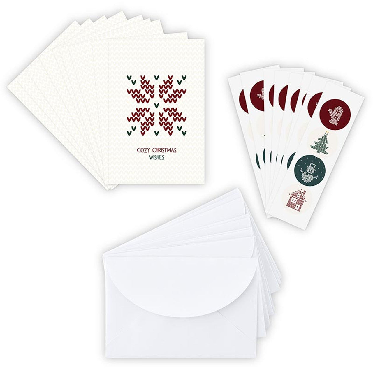 Cozy Christmas Wishes Cards with Envelopes and Sticker Seals | Blank Inside Holiday Greeting Cards Set of 12