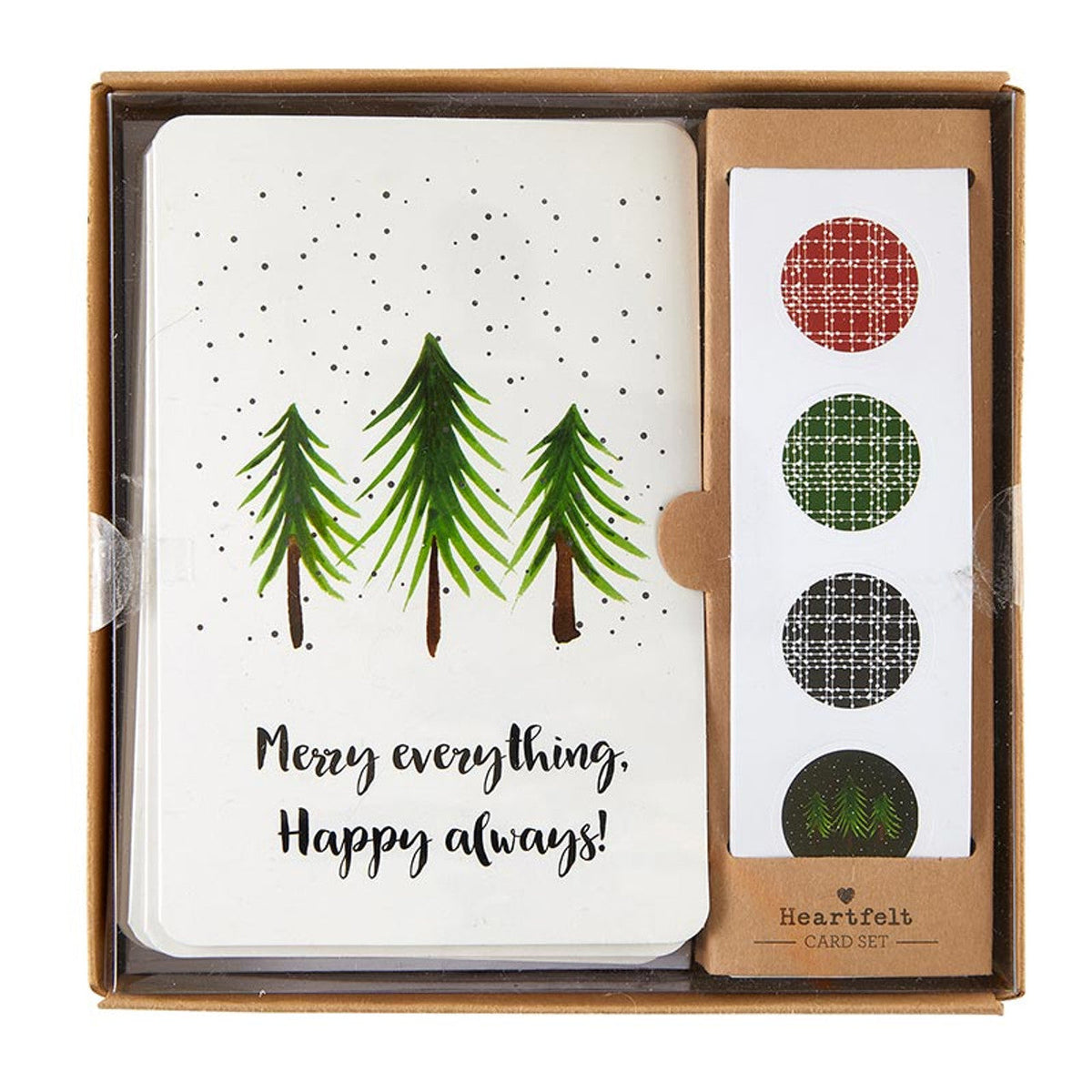 Christmas Card Set with Sticker Seals | Merry Everything Happy Always | Blank Inside Holiday Cards Set of 12