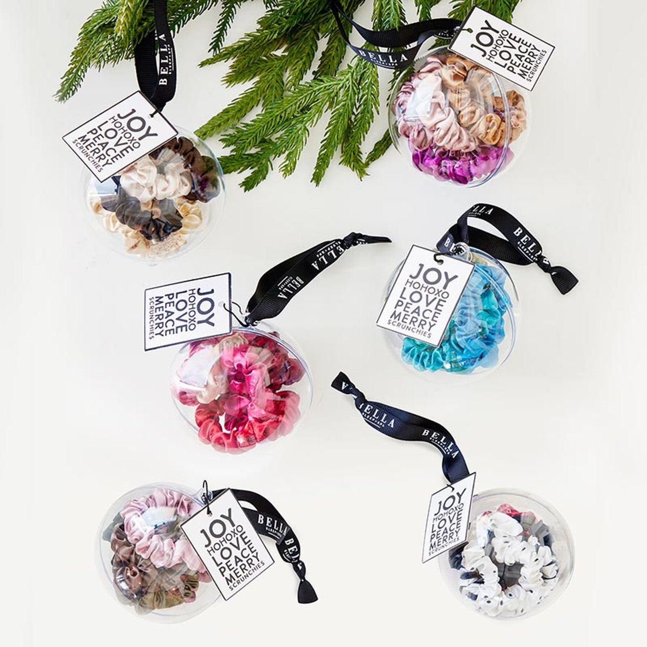 Christmas Ornament Full of Satin Scrunchies! | Cute Hair Accessory Stocking Stuffer Hair Tie Set
