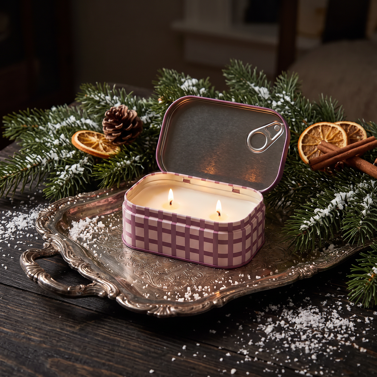 Christmas Pudding Bistro Tin Candle | 4.5 oz Two-Wick | Holiday Scent | Paddywax